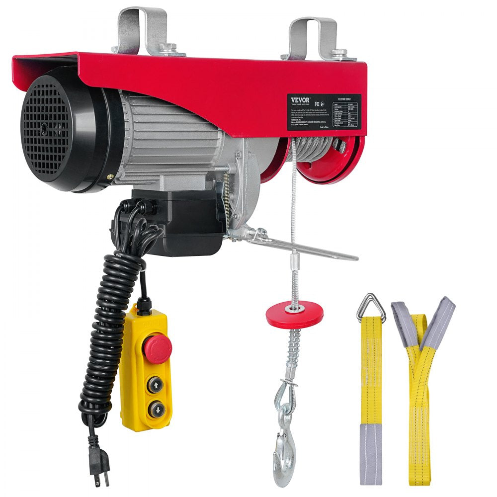 VEVOR Electric Hoist, 1760 lbs Lifting Capacity, 1450W 110V Electric Steel Wire Winch with 14ft Wired Remote Control, 40ft Single Cable Lifting Height & Pure Copper Motor, for Garage Warehouse Factory 