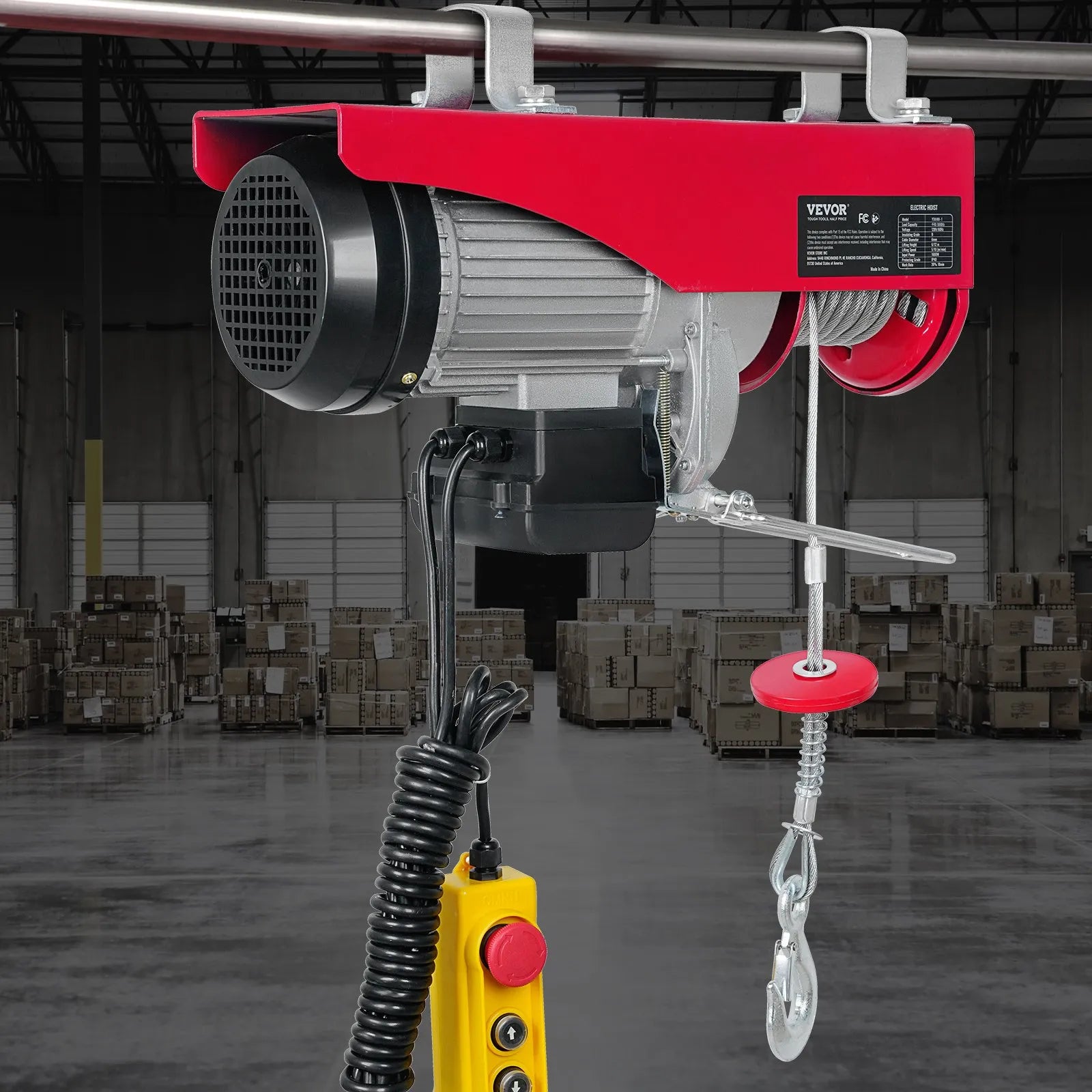VEVOR Electric Hoist, 880 lbs Lifting Capacity, 850W 110V Electric Steel Wire Winch with 14ft Wired Remote Control, 40ft Single Cable Lifting Height & Pure Copper Motor, for Garage Warehouse Factory