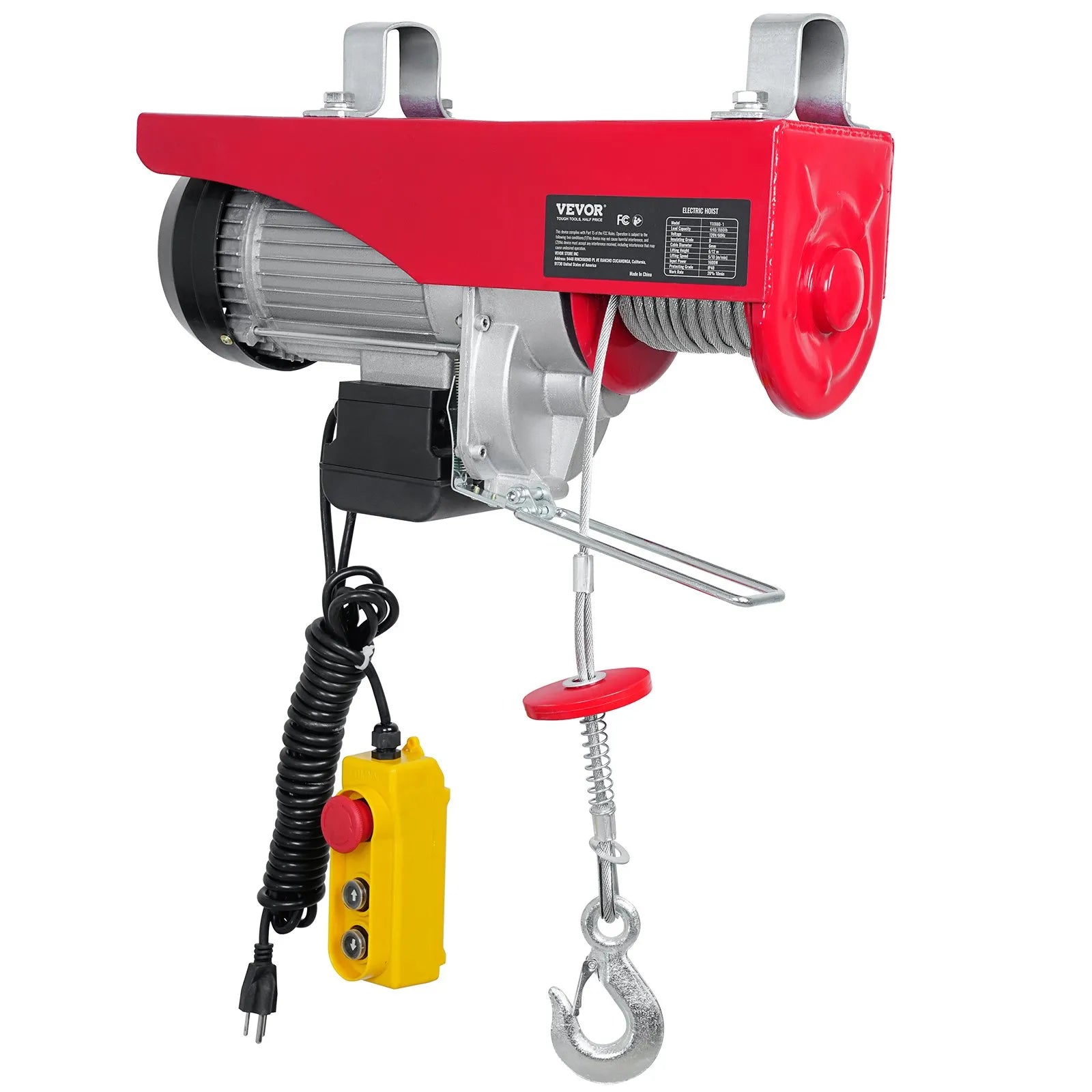VEVOR Electric Hoist, 880 lbs Lifting Capacity, 850W 110V Electric Steel Wire Winch with 14ft Wired Remote Control, 40ft Single Cable Lifting Height & Pure Copper Motor, for Garage Warehouse Factory