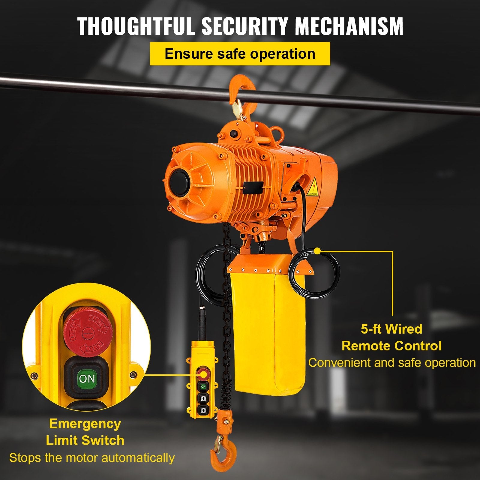 VEVOR 1 Ton Electric Chain Hoist, Single Phase 2200Lbs 10ft Lift Height with Electrical Hook, Mount Chain Hoist G80, Double Chain with Pendant Control 110V for Logistics, Factories and Agriculture 