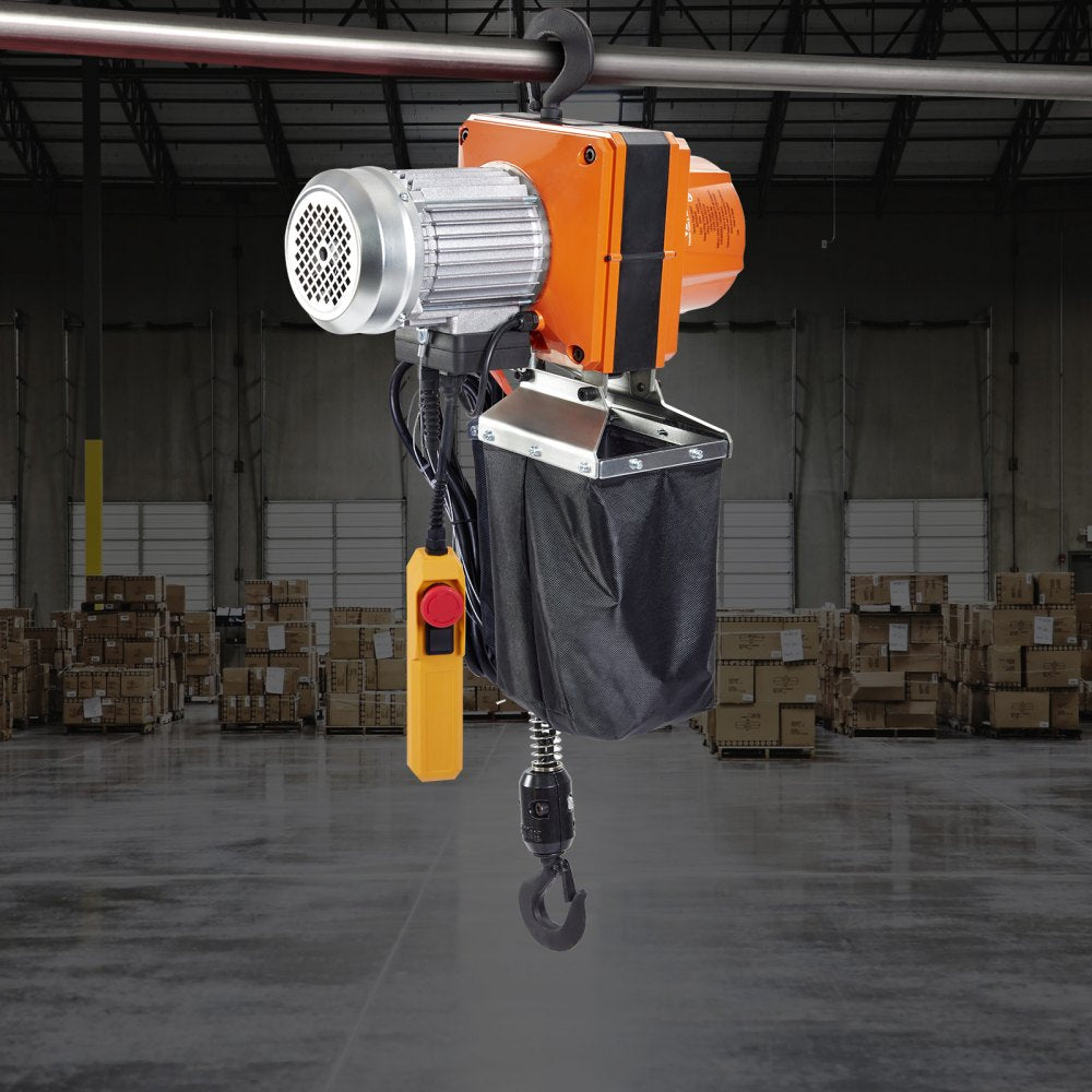 VEVOR Electric Chain Hoist, 2200 lbs/1 ton Capacity, 10 ft Lifting Height, 10 ft/min Speed, 120V, Single Phase Overhead Crane with G100 Chain, 10 ft Wired Remote Control for Garage, Shop, Hotel, Home 