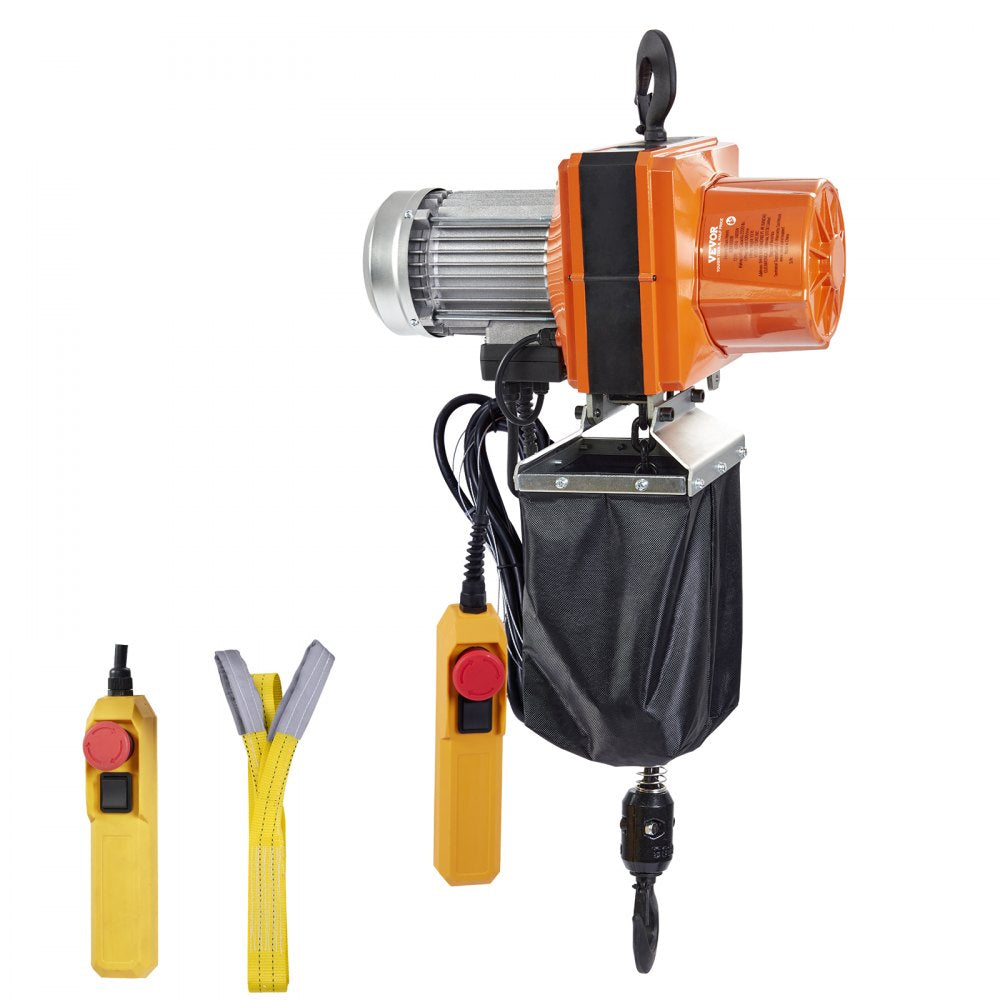 VEVOR Electric Chain Hoist, 2200 lbs/1 ton Capacity, 10 ft Lifting Height, 10 ft/min Speed, 120V, Single Phase Overhead Crane with G100 Chain, 10 ft Wired Remote Control for Garage, Shop, Hotel, Home 