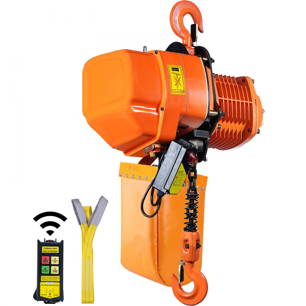 VEVOR Electric Chain Hoist, 4400 lbs/2 ton Capacity, 20 ft Lifting Height, 26 ft/min Speed, 220V, Three Phase Overhead Crane with G100 Chain, Wireless Remote Control for Garage, Shop, Hotel, and Home 