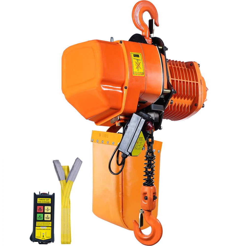 VEVOR Electric Chain Hoist, 4400 lbs/2 ton Capacity, 20 ft Lifting Height, 26 ft/min Speed, 220V, Three Phase Overhead Crane with G100 Chain, Wireless Remote Control for Garage, Shop, Hotel, and Home 