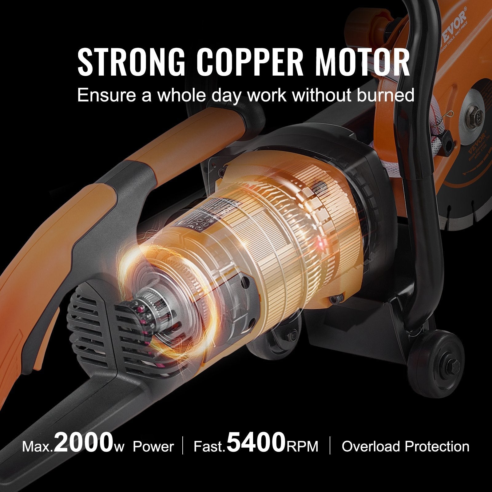 VEVOR Electric Concrete Saw, 7 in Circular Saw Cutter, 2000 W High Power with Max. 2.5 in Cutting Depth, Wet/Dry Disk Saw Cutter Includes Water Line, Pump and Blade, for Stone, Brick 