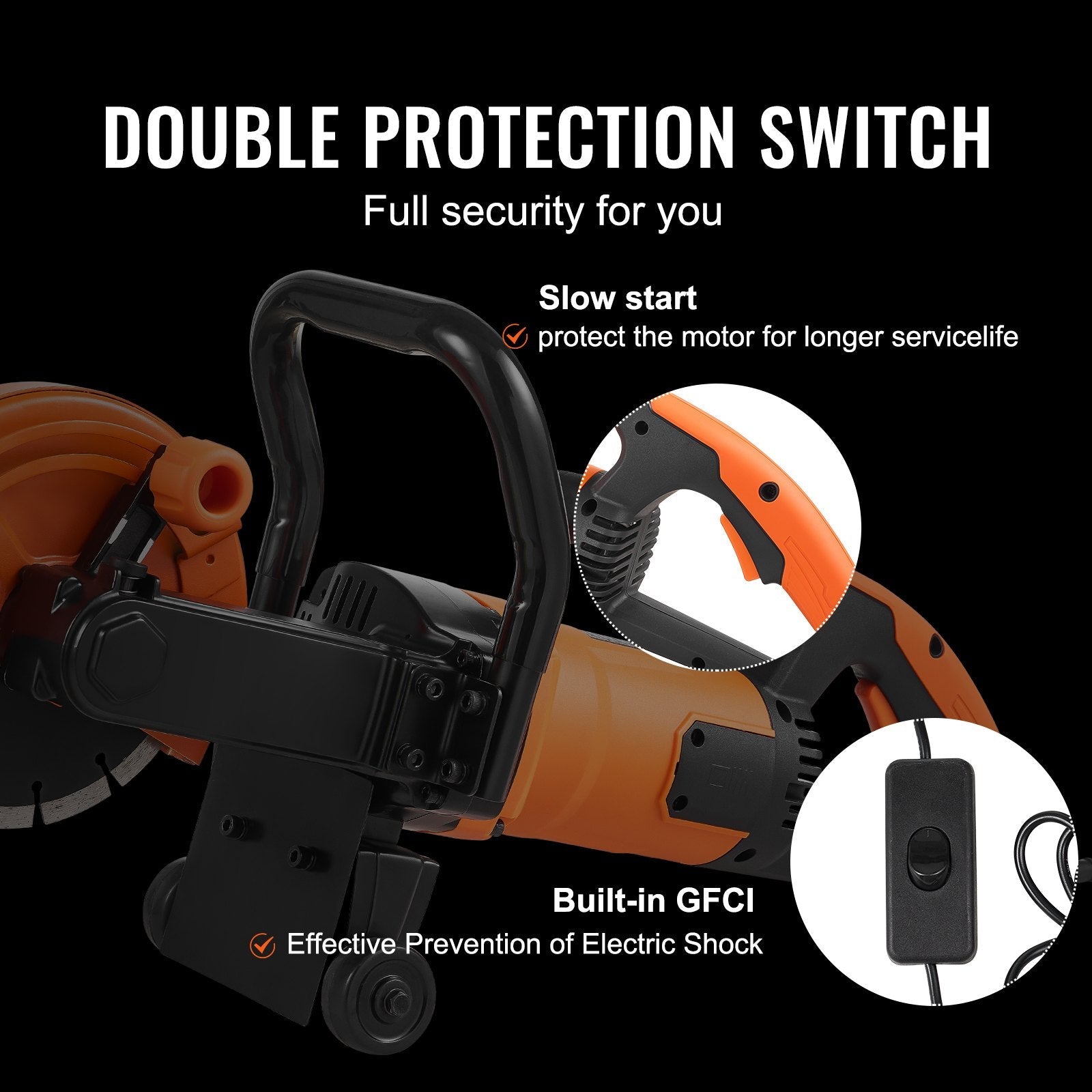 VEVOR Electric Concrete Saw, 7 in Circular Saw Cutter, 2000 W High Power with Max. 2.5 in Cutting Depth, Wet/Dry Disk Saw Cutter Includes Water Line, Pump and Blade, for Stone, Brick 