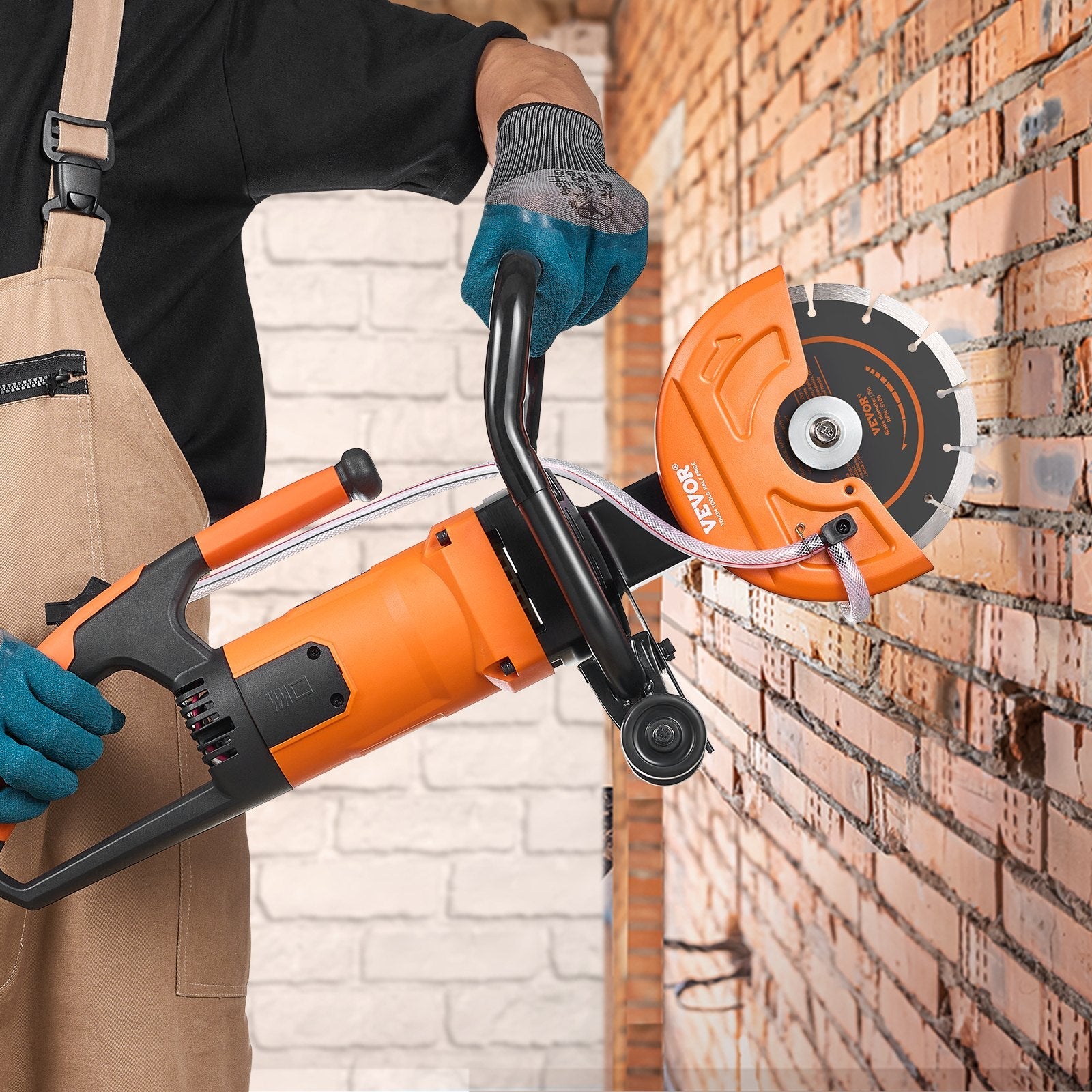 VEVOR Electric Concrete Saw, 7 in Circular Saw Cutter, 2000 W High Power with Max. 2.5 in Cutting Depth, Wet/Dry Disk Saw Cutter Includes Water Line, Pump and Blade, for Stone, Brick 