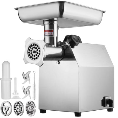 VEVOR Electric Meat Grinder, 8.3 Lb/Min, 650W?3800W MAX) Industrial Meat Mincer with 2 Blade, 3 Grinding Plates, Sausage Tube 304 Stainless Steel Commercial Meat Grinder, ETL Listed 