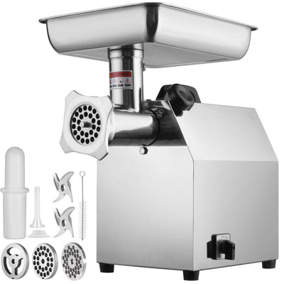 VEVOR Electric Meat Grinder, 396 Lb/H Capacity, 1100W (4600W MAX) Industrial Meat Mincer with 2 Blade, 3 Grinding Plates, Sausage Tube 304 Stainless Steel Commercial Meat Grinder, ETL Listed 
