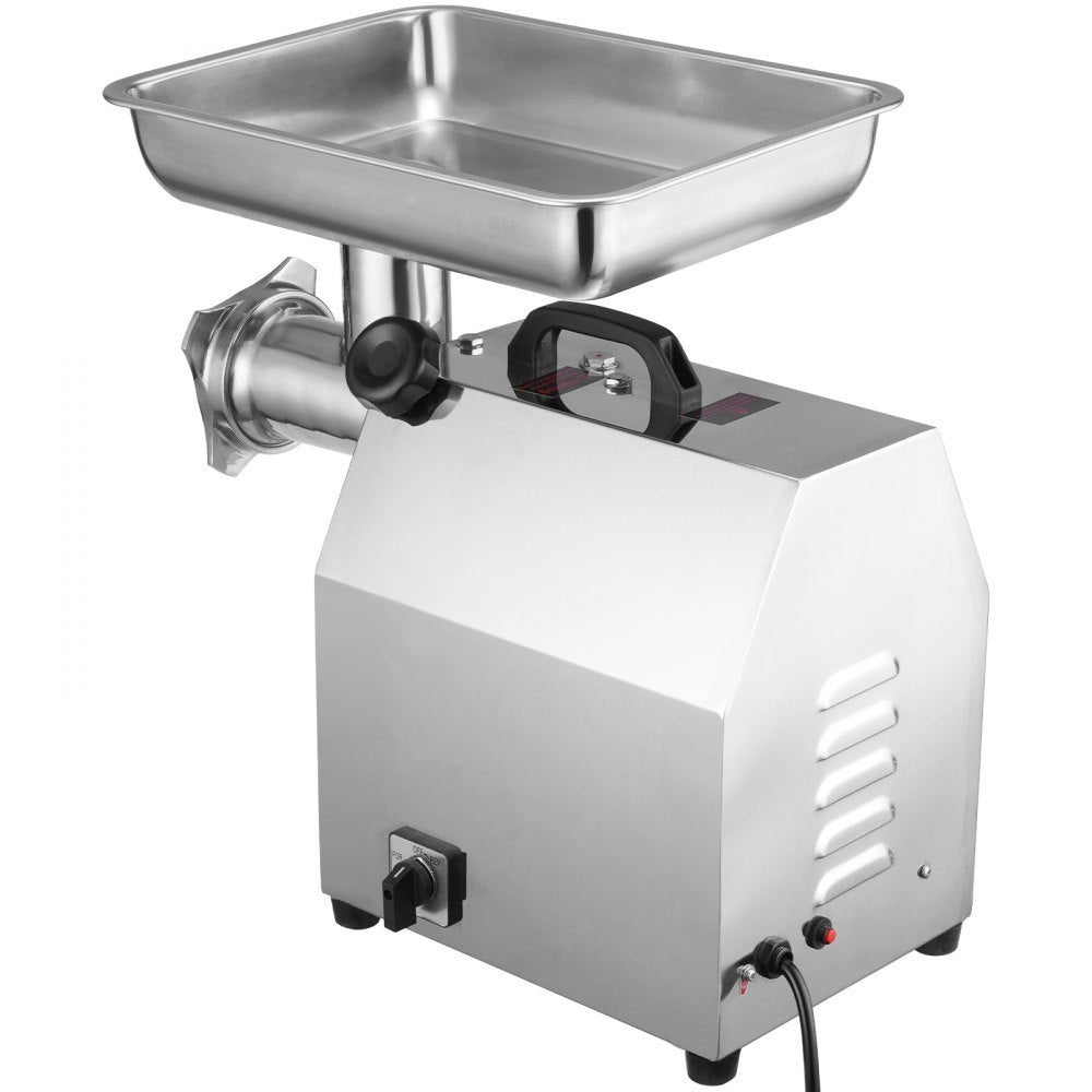VEVOR Electric Meat Grinder, 396 Lb/H Capacity, 1100W (4600W MAX) Industrial Meat Mincer with 2 Blade, 3 Grinding Plates, Sausage Tube 304 Stainless Steel Commercial Meat Grinder, ETL Listed 