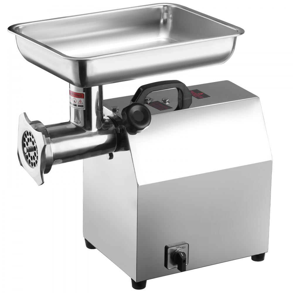 VEVOR Electric Meat Grinder, 396 Lb/H Capacity, 1100W (4600W MAX) Industrial Meat Mincer with 2 Blade, 3 Grinding Plates, Sausage Tube 304 Stainless Steel Commercial Meat Grinder, ETL Listed 