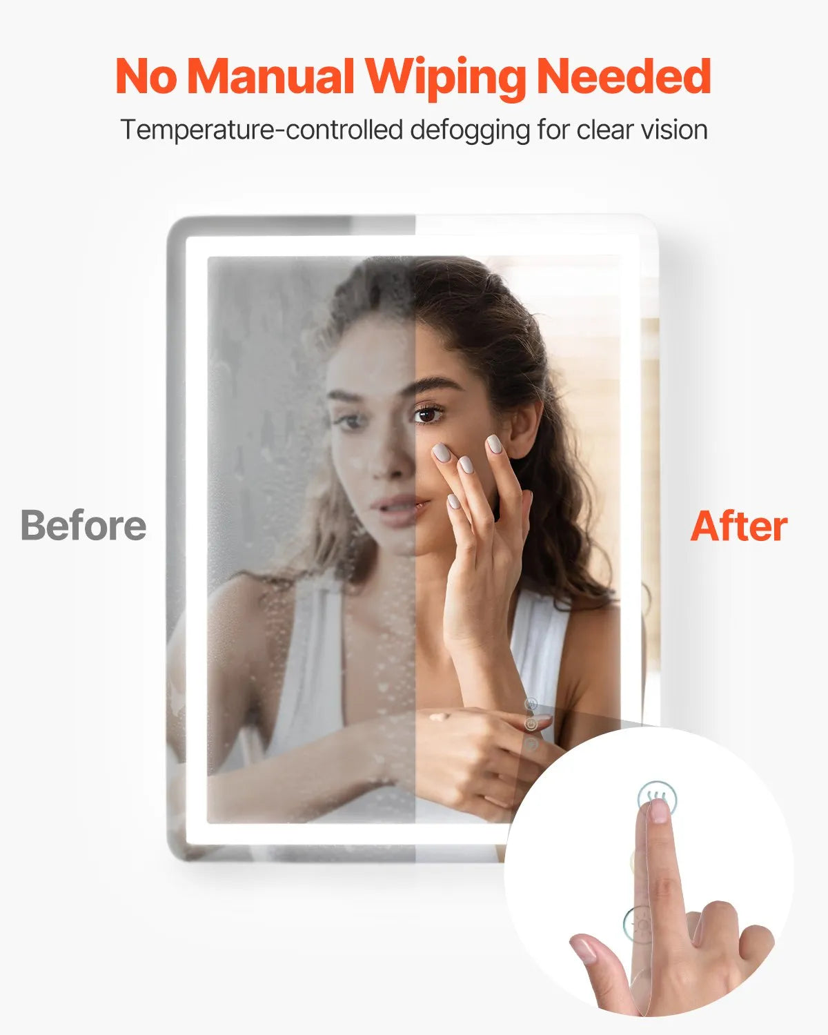 VEVOR LED Bathroom Mirror 3 Colors Anti-fog Wall Mounted Vanity Mirror 24" x 32"