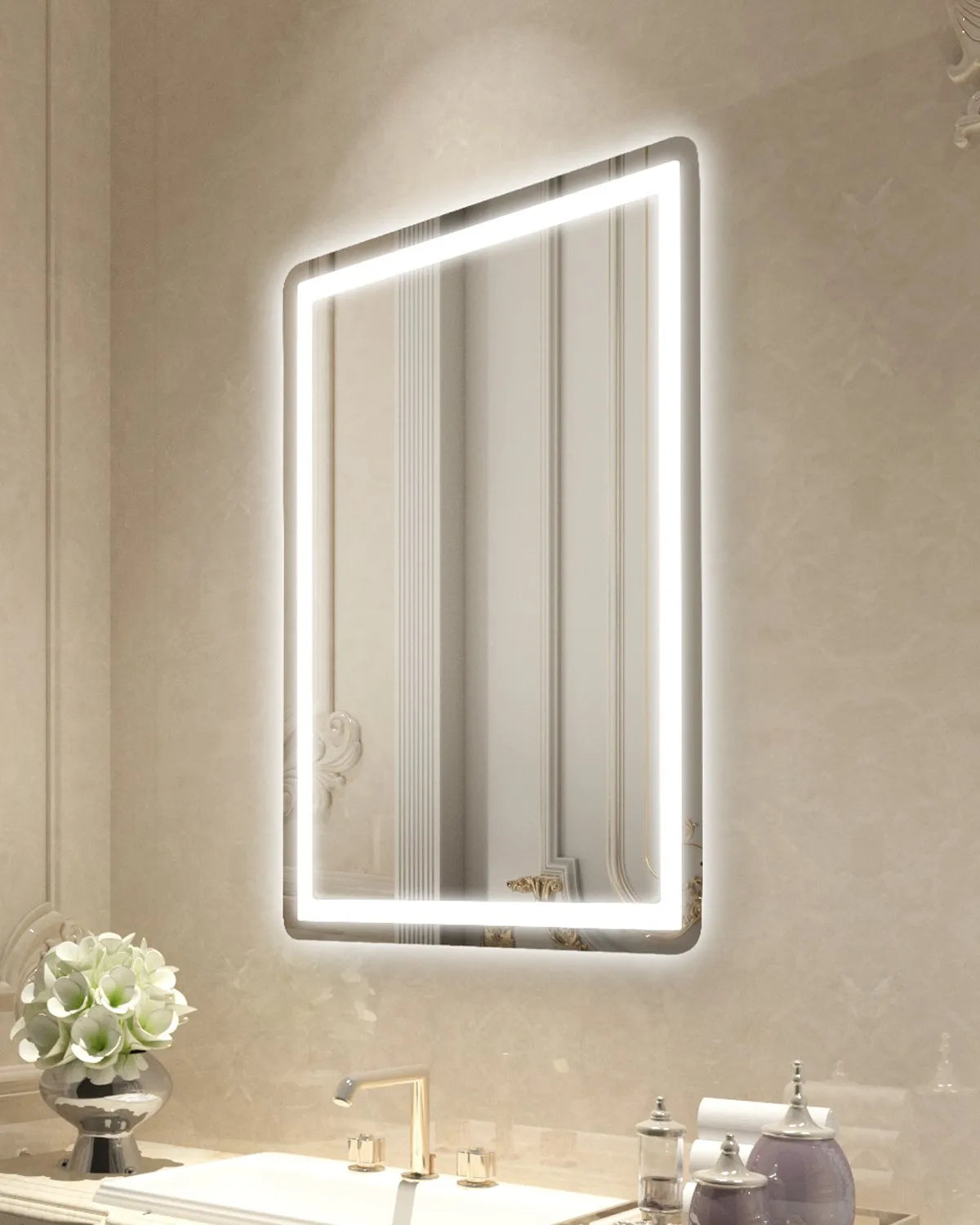 VEVOR LED Bathroom Mirror 3 Colors Anti-fog Wall Mounted Vanity Mirror 24" x 32"