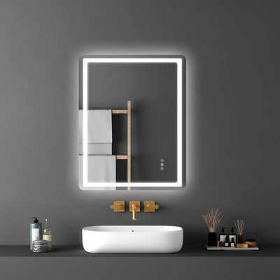 VEVOR LED Bathroom Mirror 3 Colors Anti-fog Wall Mounted Vanity Mirror 28" x 36" 