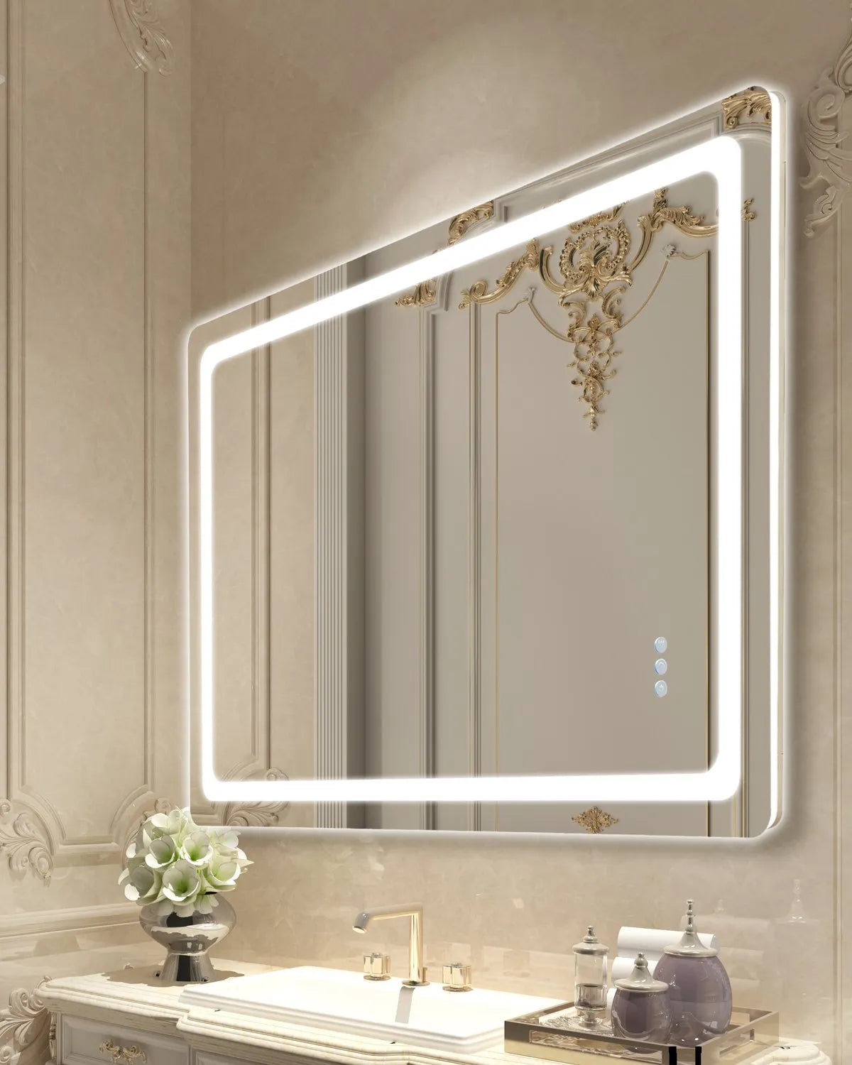 VEVOR LED Bathroom Mirror 3 Colors Anti-fog Wall Mounted Vanity Mirror 32" x 48"