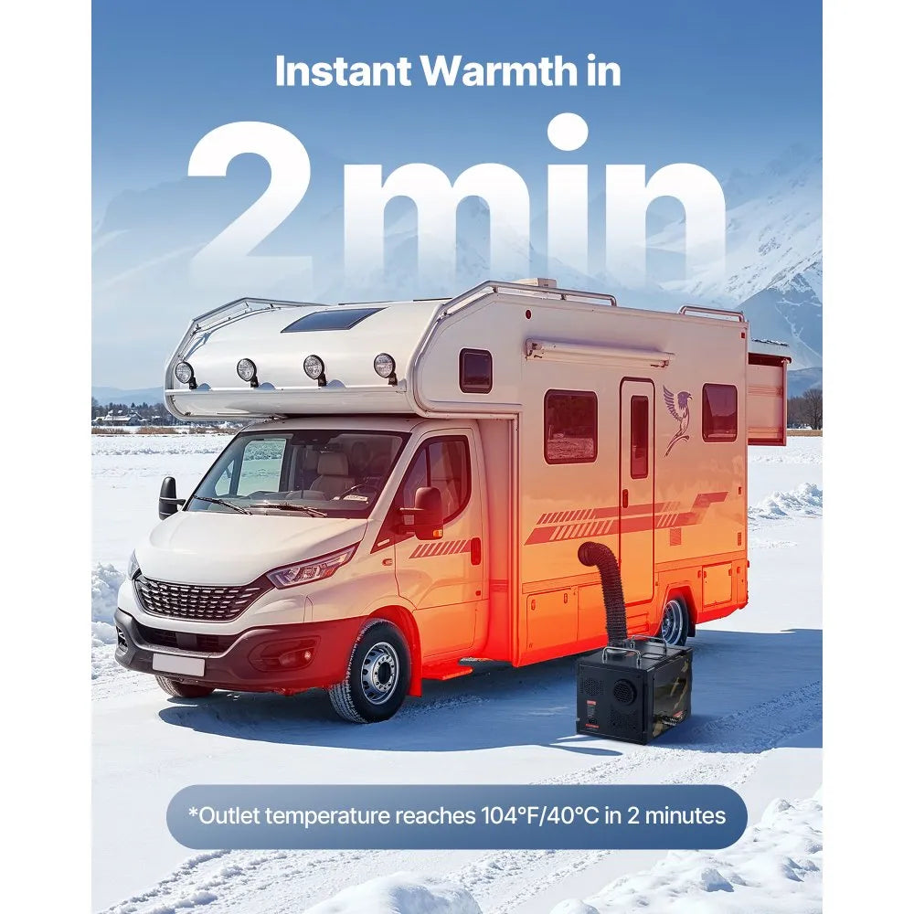 8KW Diesel Heater 12V/24V, Portable All-in-One Air Heater with Bluetooth App, Remote & LCD Control – 1.9 Gal Tank