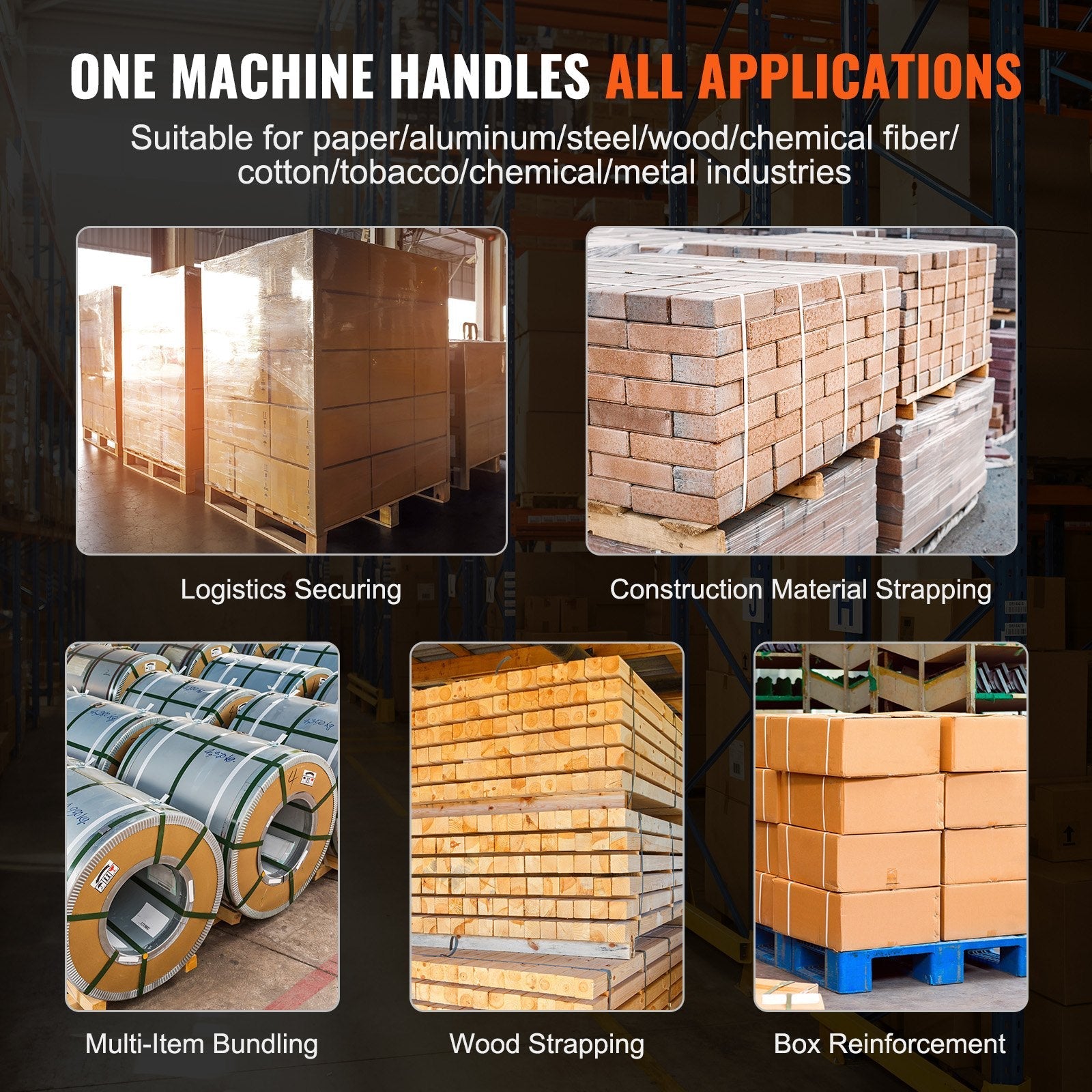 VEVOR Automatic Electric Strapping Machine Tool for PP/PET 0.39"-0.75" Straps 