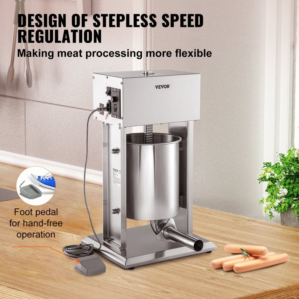 VEVOR Electric Sausage Stuffer 10L Variable Speed Sausage Maker Stainless Steel 