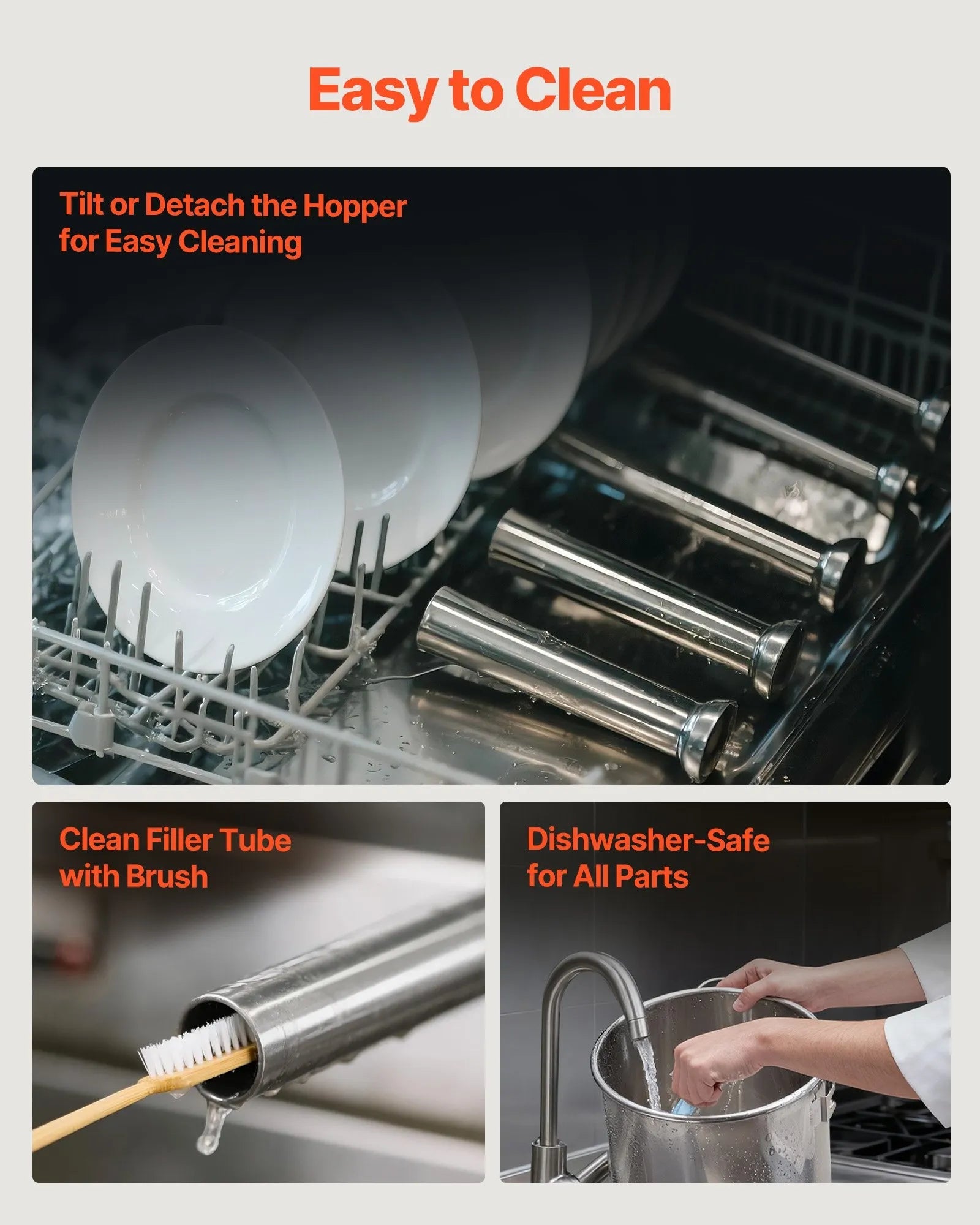 VEVOR Electric Sausage Stuffer, 55 LBS / 25 L Vertical Meat Stuffer, Stepless Speed Control and Foot Pedal, Stainless Steel Heavy Duty Sausage Filler with 5 Stuffing Tubes, for Commercial & Home Use 