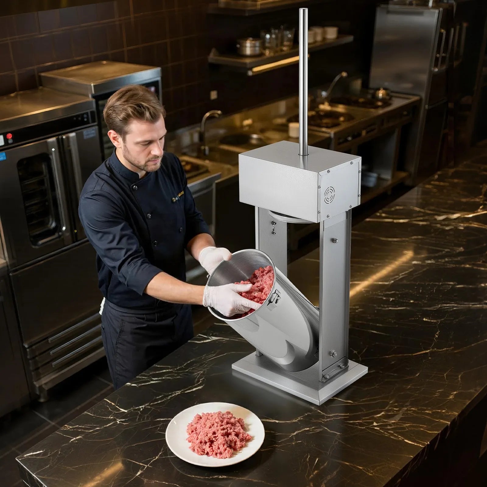 VEVOR Electric Sausage Stuffer, 55 LBS / 25 L Vertical Meat Stuffer, Stepless Speed Control and Foot Pedal, Stainless Steel Heavy Duty Sausage Filler with 5 Stuffing Tubes, for Commercial & Home Use 