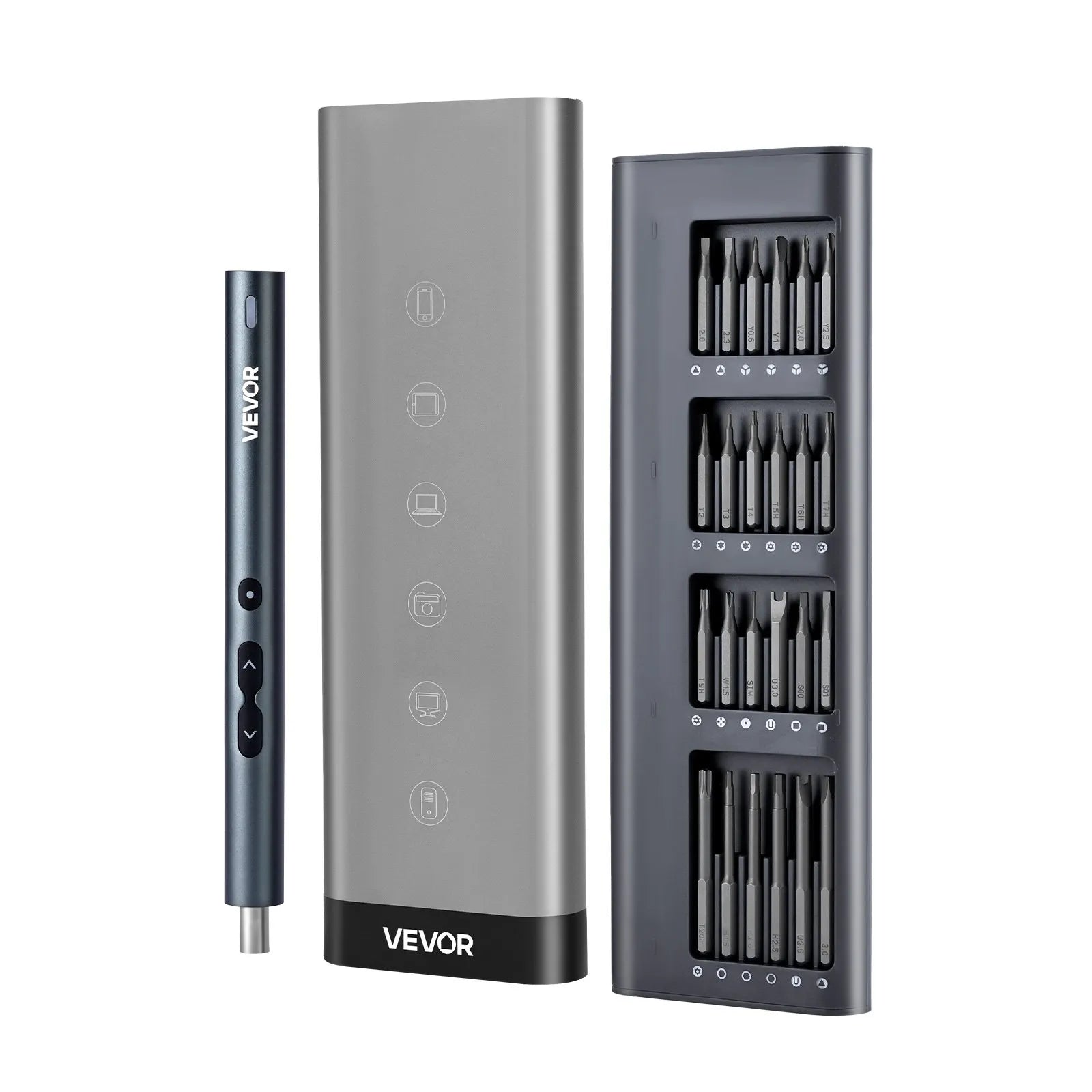 VEVOR Electric Precision Screwdriver Set, 48 Magnetic Bits, Mini Electric Screwdriver with Magnetic Storage Box, S2 Steel Bits, LED Light, Type-C Charging, for Phone, Laptop, and Electronics Repair 