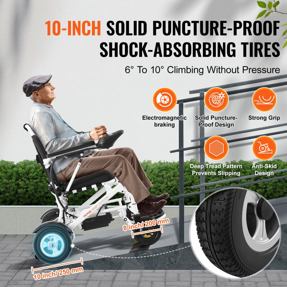 VEVOR Electric Wheelchair for Adults Seniors, 300 lbs Weight Capacity, 17.7 in Width Lightweight Foldable Motorized Power Wheelchairs, UP to 12.5 Miles Range All Terrain Aluminum Alloy Chair 