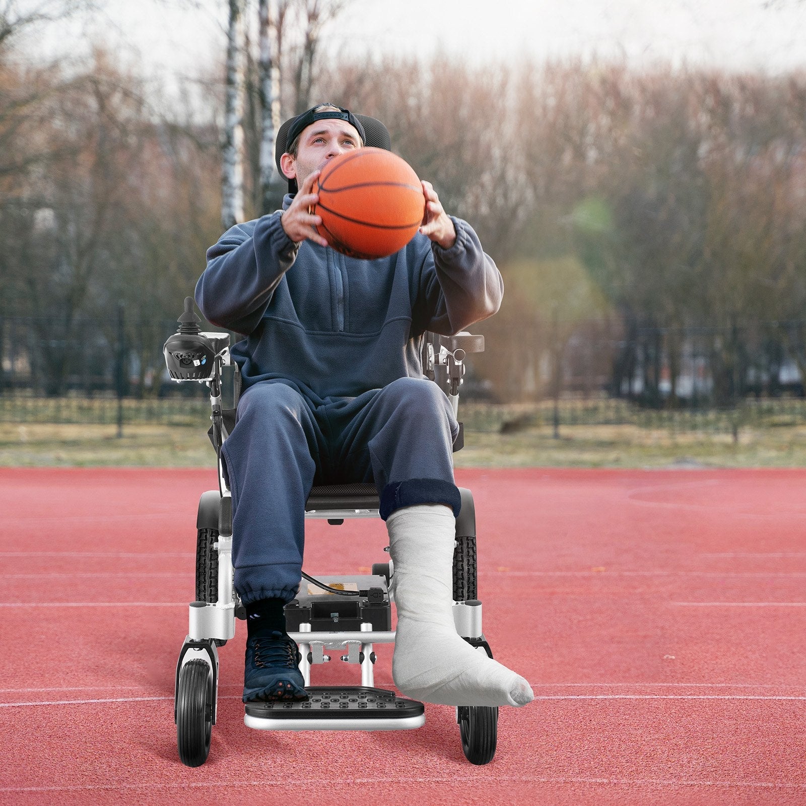 VEVOR Electric Wheelchair for Adults Seniors, 300 lbs Weight Capacity, 17.7 in Width Lightweight Foldable Motorized Power Wheelchairs, Long Range All Terrain Aluminum Alloy Chair, Adjustable Backrest 