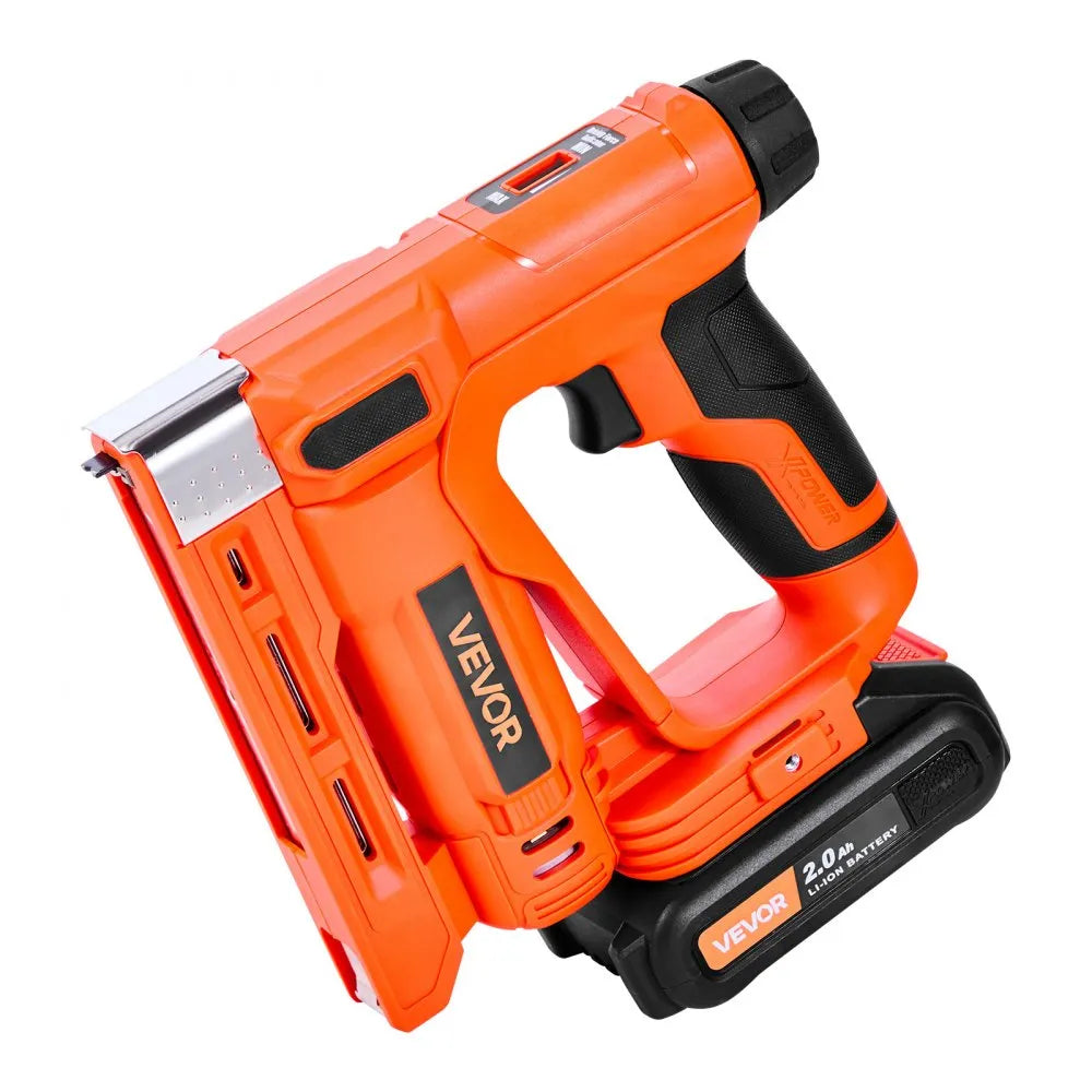 VEVOR Cordless Brad Nailer, 2-in-1 Nail Gun Staple Gun, 18 Gauge 5/8 inch, Includes 1000 Pcs Staples and 1000 Pcs Nails, with Battery and Charger, Non-Slip Rubber Grip, for Woodworking DIY Projects 