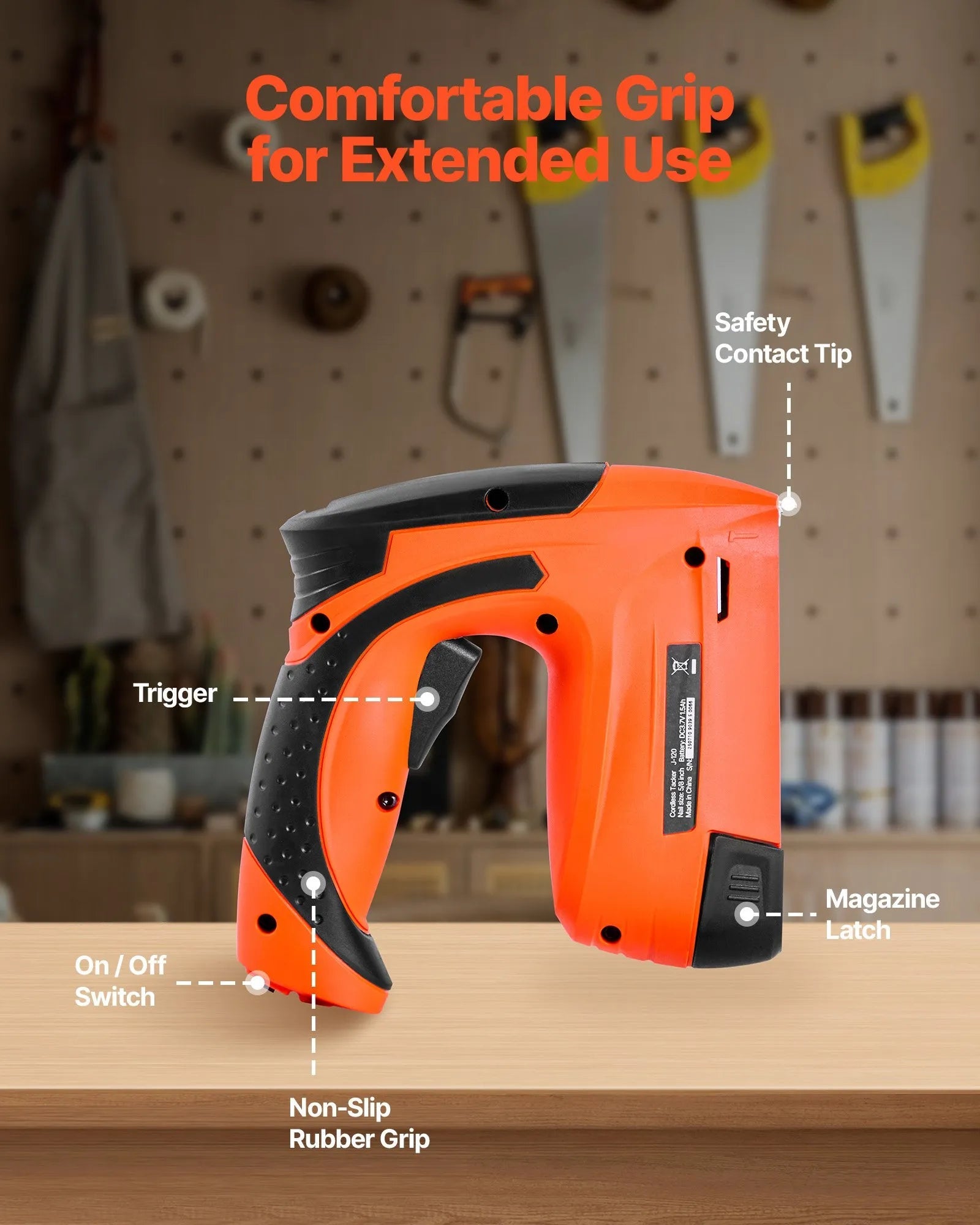 VEVOR Cordless Brad Nailer, 2-in-1 Nail Gun Staple Gun, 18 Gauge 5/8 inch, Battery Powered, with 1000 Pcs Staples and 1000 Pcs Nails, Non-Slip Rubber Grip, for Woodworking, Carpentry and DIY Projects 