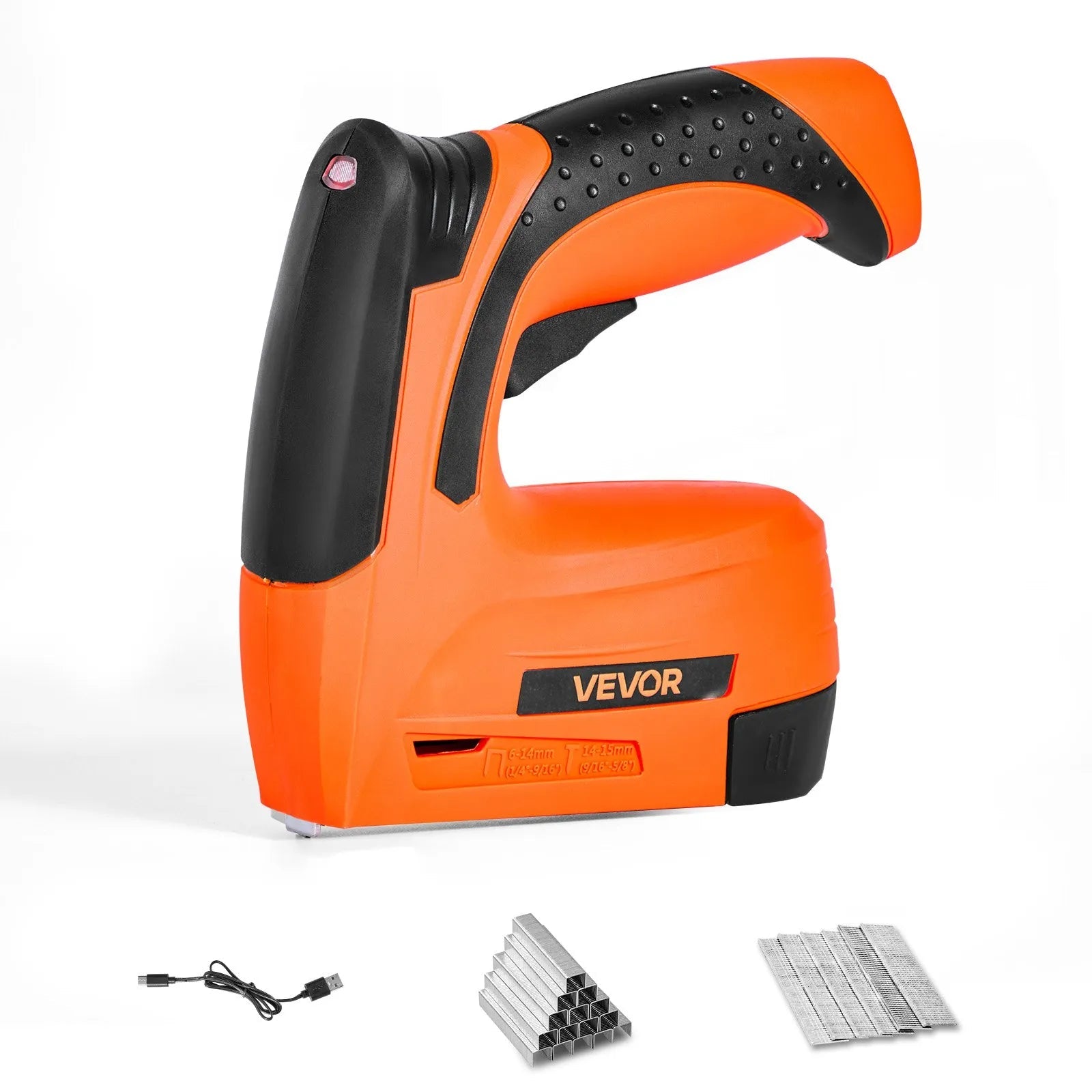 VEVOR Cordless Brad Nailer, 2-in-1 Nail Gun Staple Gun, 18 Gauge 5/8 inch, Battery Powered, with 1000 Pcs Staples and 1000 Pcs Nails, Non-Slip Rubber Grip, for Woodworking, Carpentry and DIY Projects 