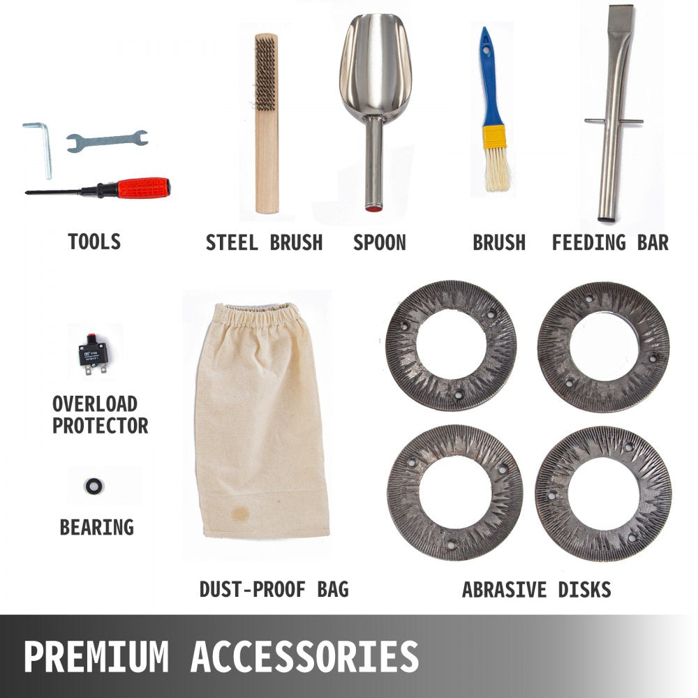 VEVOR Commercial Grinding Machine for Grain 2200W,Electric Stainless Steel Grain Grinder 30-50KG/H,Automatic Industrial Superfine Grain Grinder for Dried Materials Chinese Herb Spice Pepper Soybean 