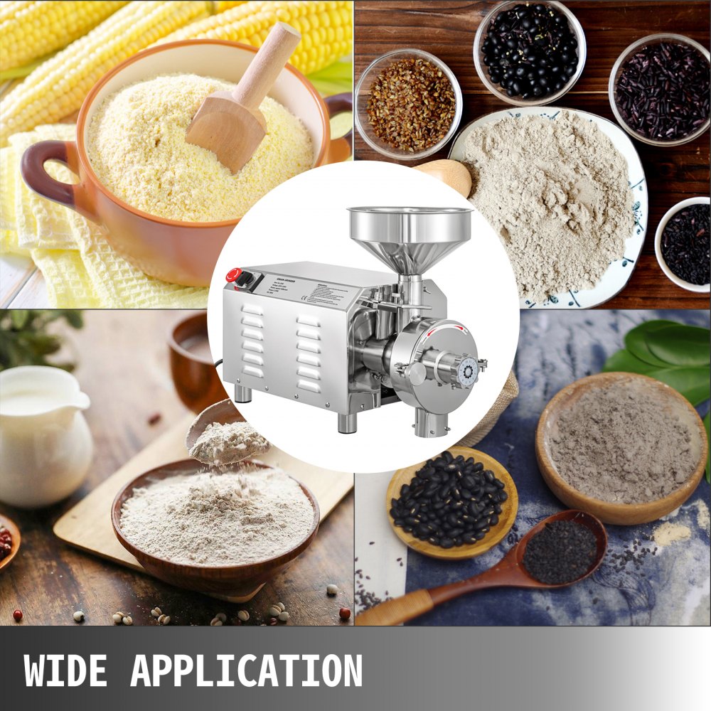 VEVOR Commercial Grinding Machine for Grain 2200W,Electric Stainless Steel Grain Grinder 30-50KG/H,Automatic Industrial Superfine Grain Grinder for Dried Materials Chinese Herb Spice Pepper Soybean 
