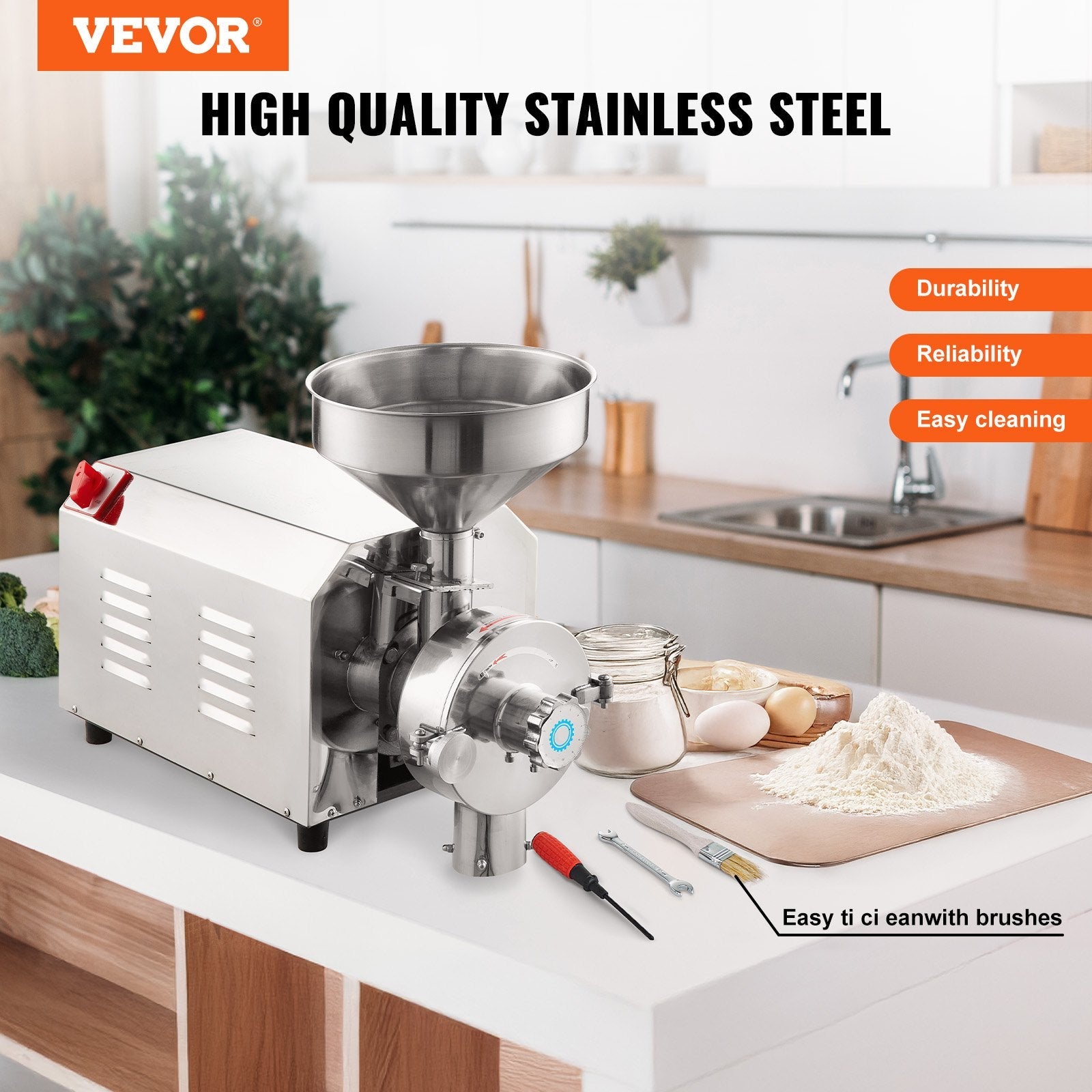 VEVOR Grain Grind Mill Grain Grinding Machine 3000W Food Processing Machinery 