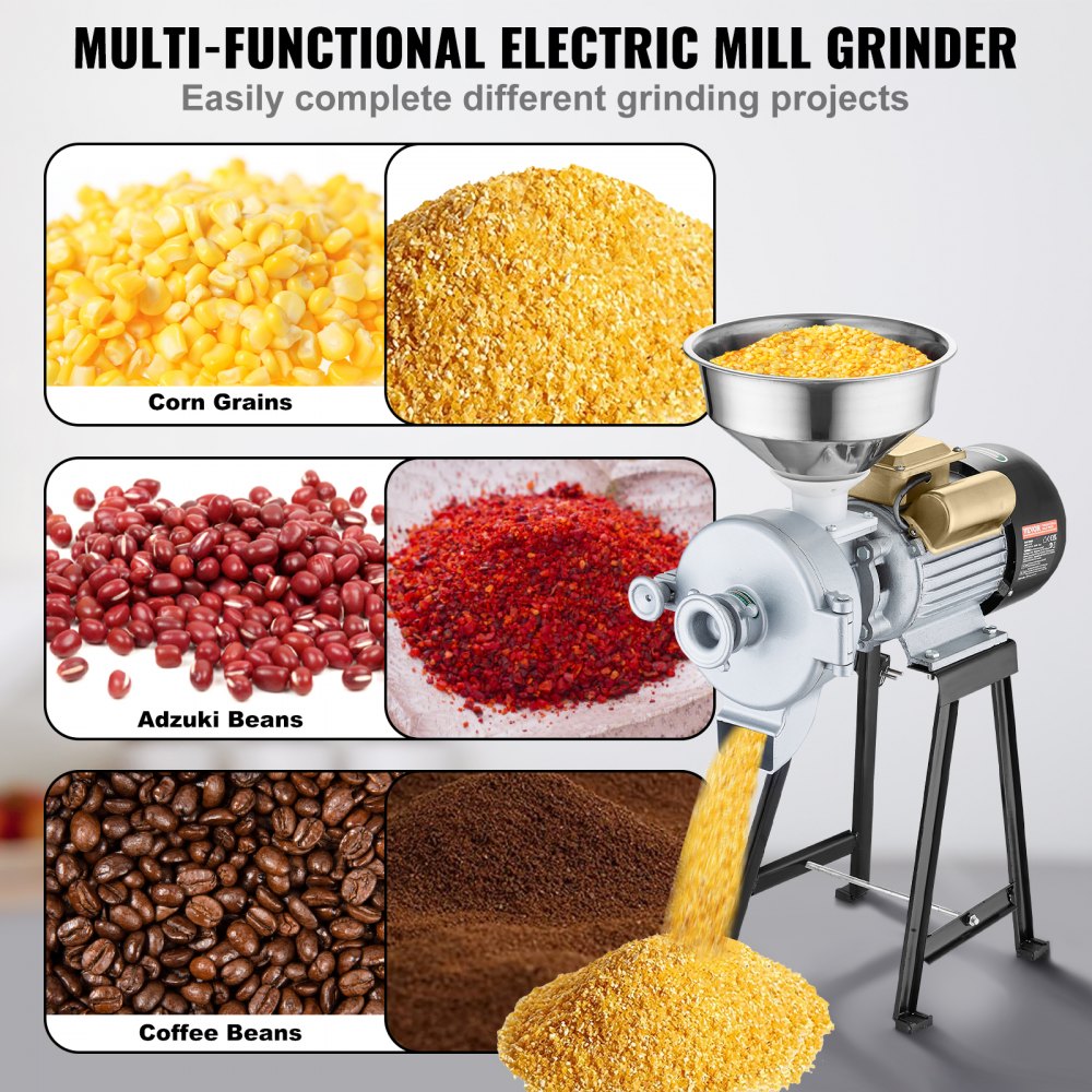 VEVOR 3000W Electric Grain Grinder Corn Wheat Flour Cereal Mill Wet & Dry 