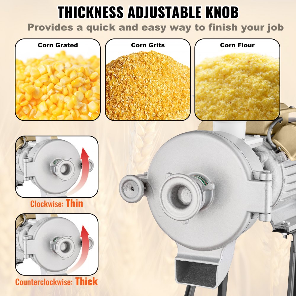 VEVOR 3000W Electric Grain Grinder Corn Wheat Flour Cereal Mill Wet & Dry 