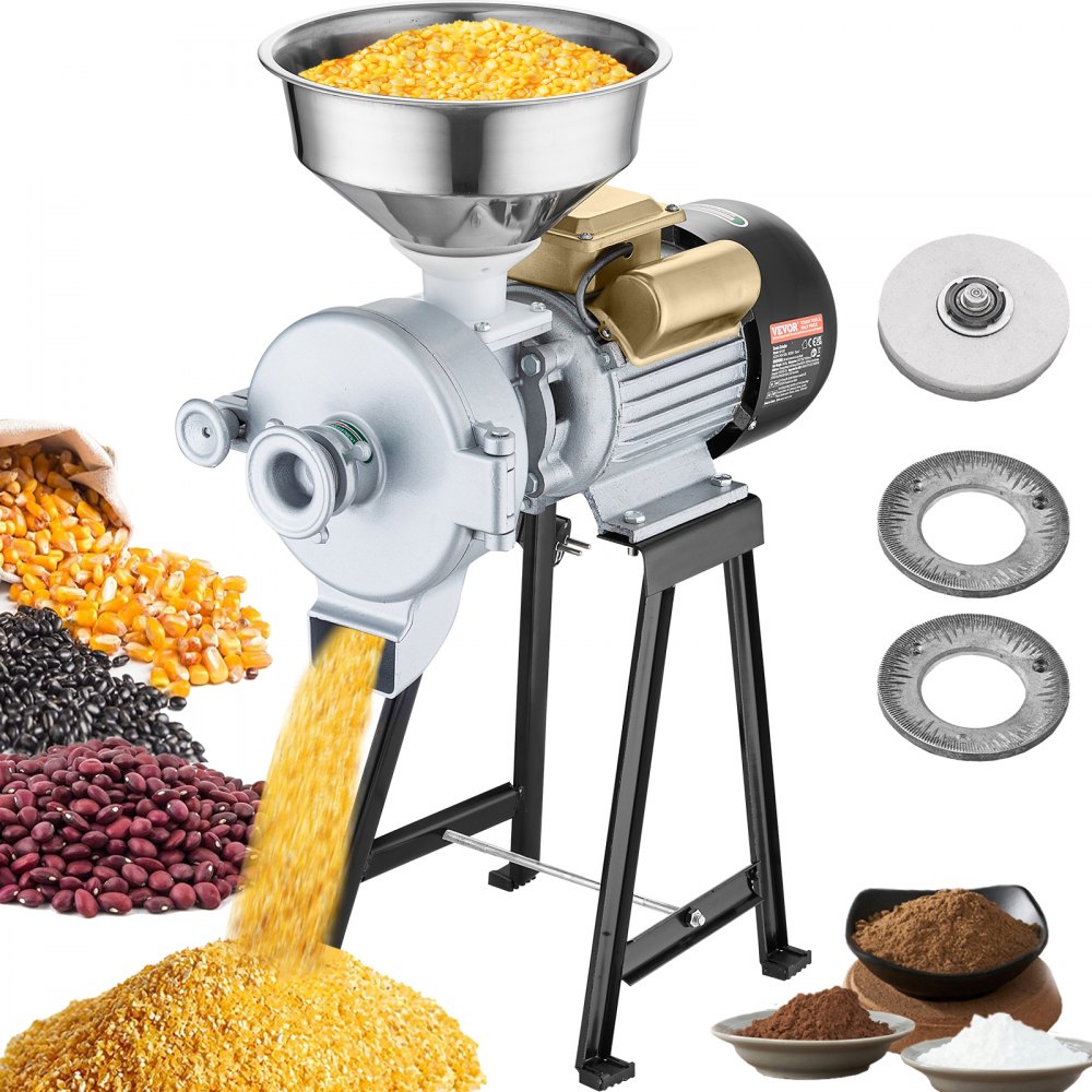 VEVOR 3000W Electric Grain Grinder Corn Wheat Flour Cereal Mill Wet & Dry 