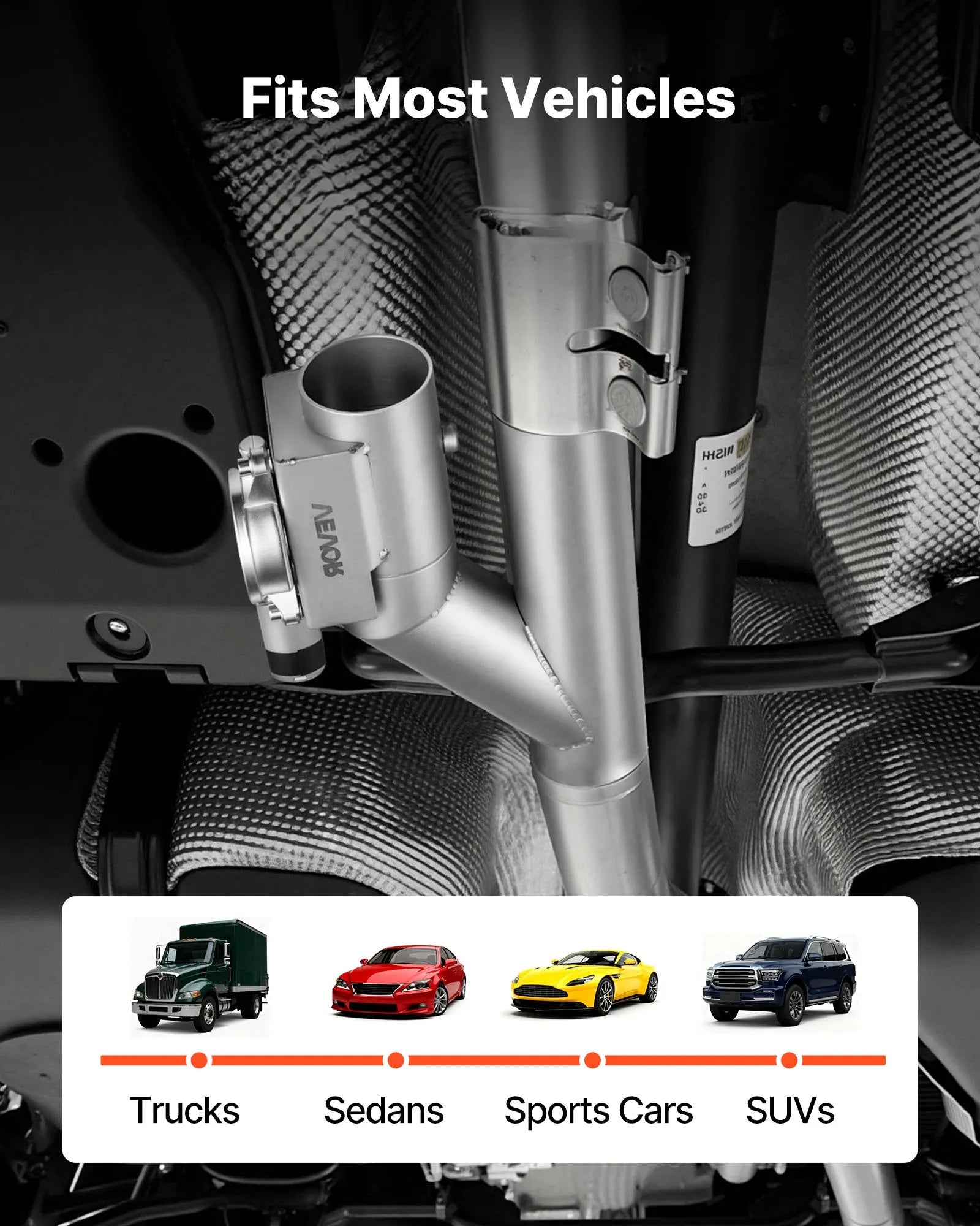 VEVOR Electric Exhaust Cutout, 2.5 Inch 2PCS Universal Stainless Steel Exhaust Valve Kit with One Controller Remote Kit, Cut Out Valve, Y Pipe, Remote Control, Fits Trucks, Sedans, Sports Cars, SUVs 