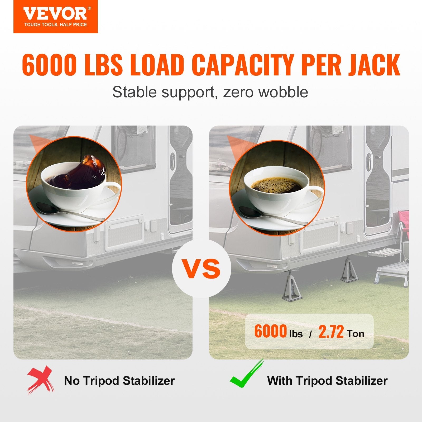 VEVOR RV Stabilizer Jacks, 4 Pack Aluminum RV Leveling Jacks, RV Stack Jacks for RV Travel Trailer Camper, Single Screw Jack Support up to 6000 Lbs, Adjustable from 11 inch to 17 inch 