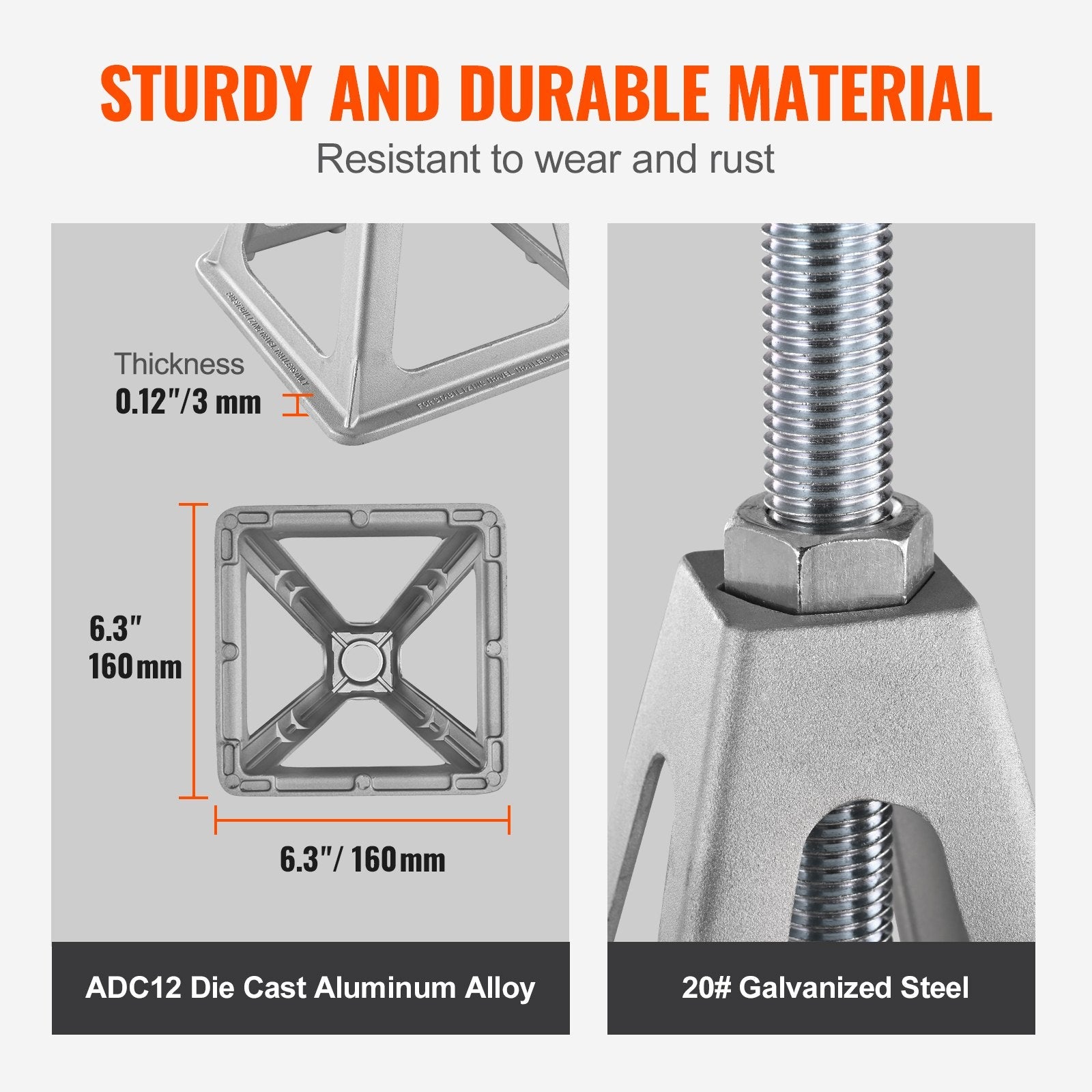 VEVOR RV Stabilizer Jacks, 4 Pack Aluminum RV Leveling Jacks, RV Stack Jacks for RV Travel Trailer Camper, Single Screw Jack Support up to 6000 Lbs, Adjustable from 11 inch to 17 inch 