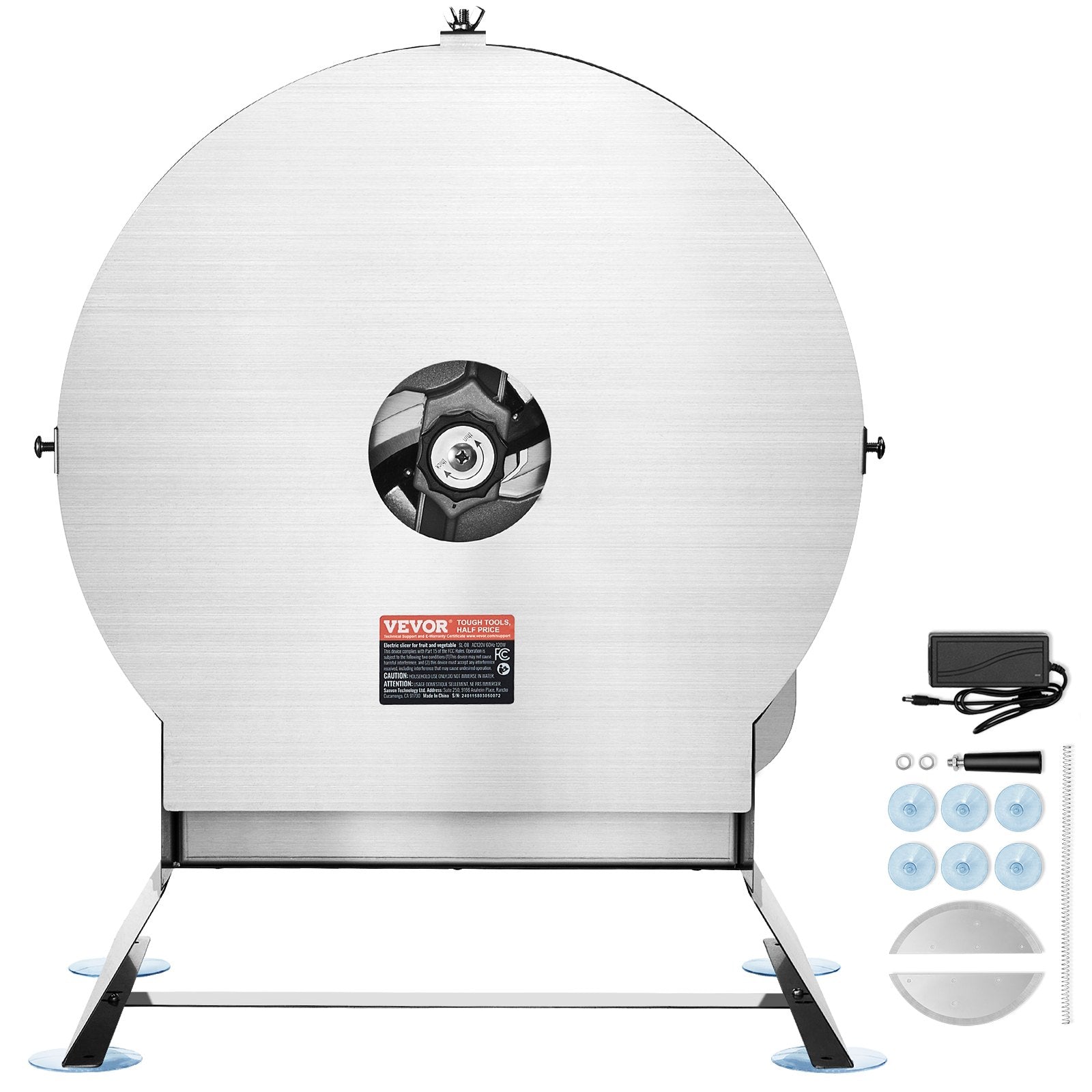 VEVOR Electric Vegetable Slicer, 0-0.5"/0-12mm Thickness Adjustable Commercial Slicer Machine, Convertible to Manual, Stainless Steel Food Cutter Slicing Machine, Large Feed Port for Potato, Tomato 