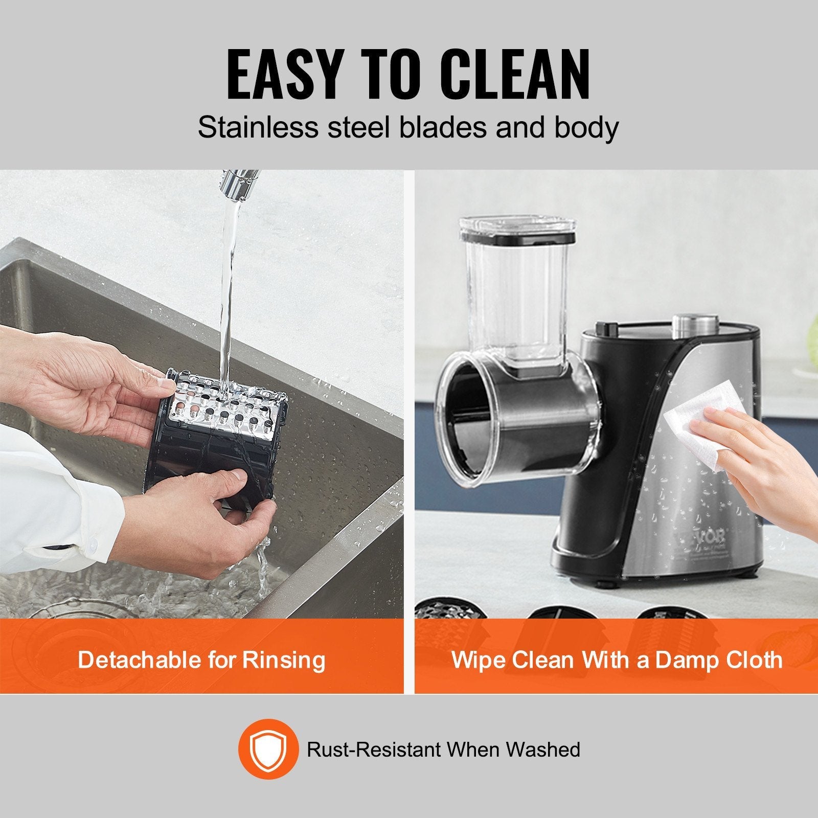 VEVOR Electric Cheese Grater Salad Maker, 250W Salad Shooter, Electric Vegetable Slicer Shredder Chopper for Fruits with 5 Attachments, Stainless Steel Food Cutter for Vegetables, and Cheeses 