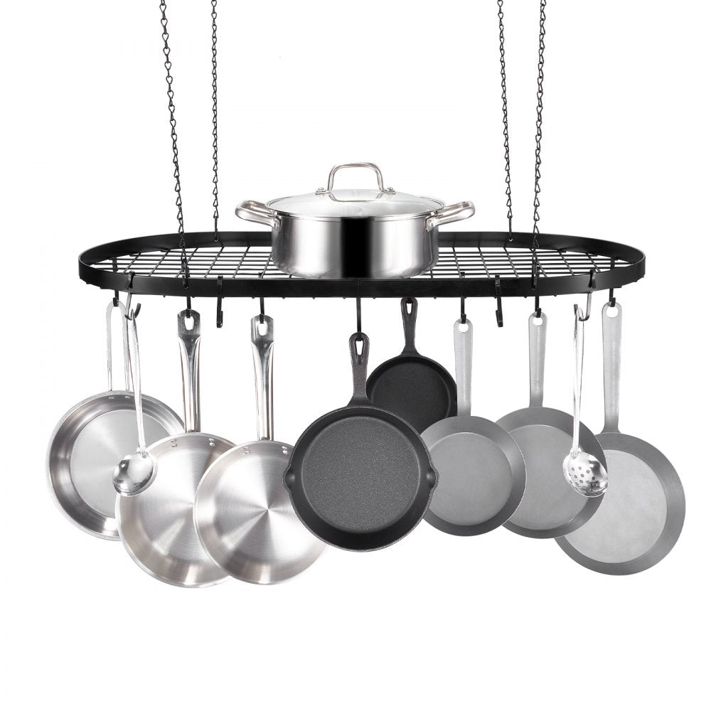 VEVOR Hanging Pot Rack, 32 inch Hanging Pot Rack Ceiling Mount, Ceiling Pot Rack with 12 S Hooks, 80 lbs Loading Weight, Ideal for Home, Restaurant, Kitchen Cookware, Utensils 