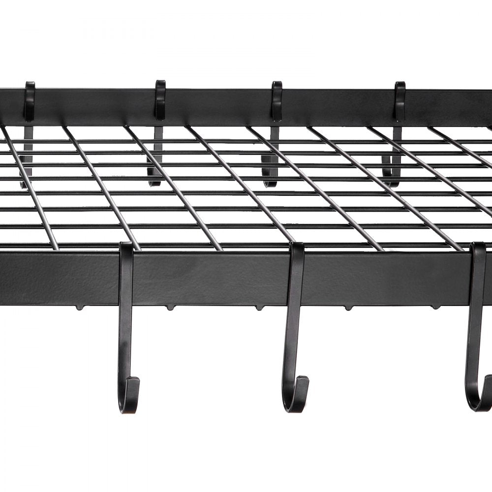 VEVOR Hanging Pot Rack, 32 inch Hanging Pot Rack Ceiling Mount, Ceiling Pot Rack with 12 S Hooks, 80 lbs Loading Weight, Ideal for Home, Restaurant, Kitchen Cookware, Utensils 