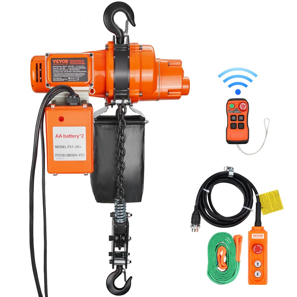 VEVOR Electric Chain Hoist Single Phase Crane Hoist 2200 lbs Load 20 ft Lifting 