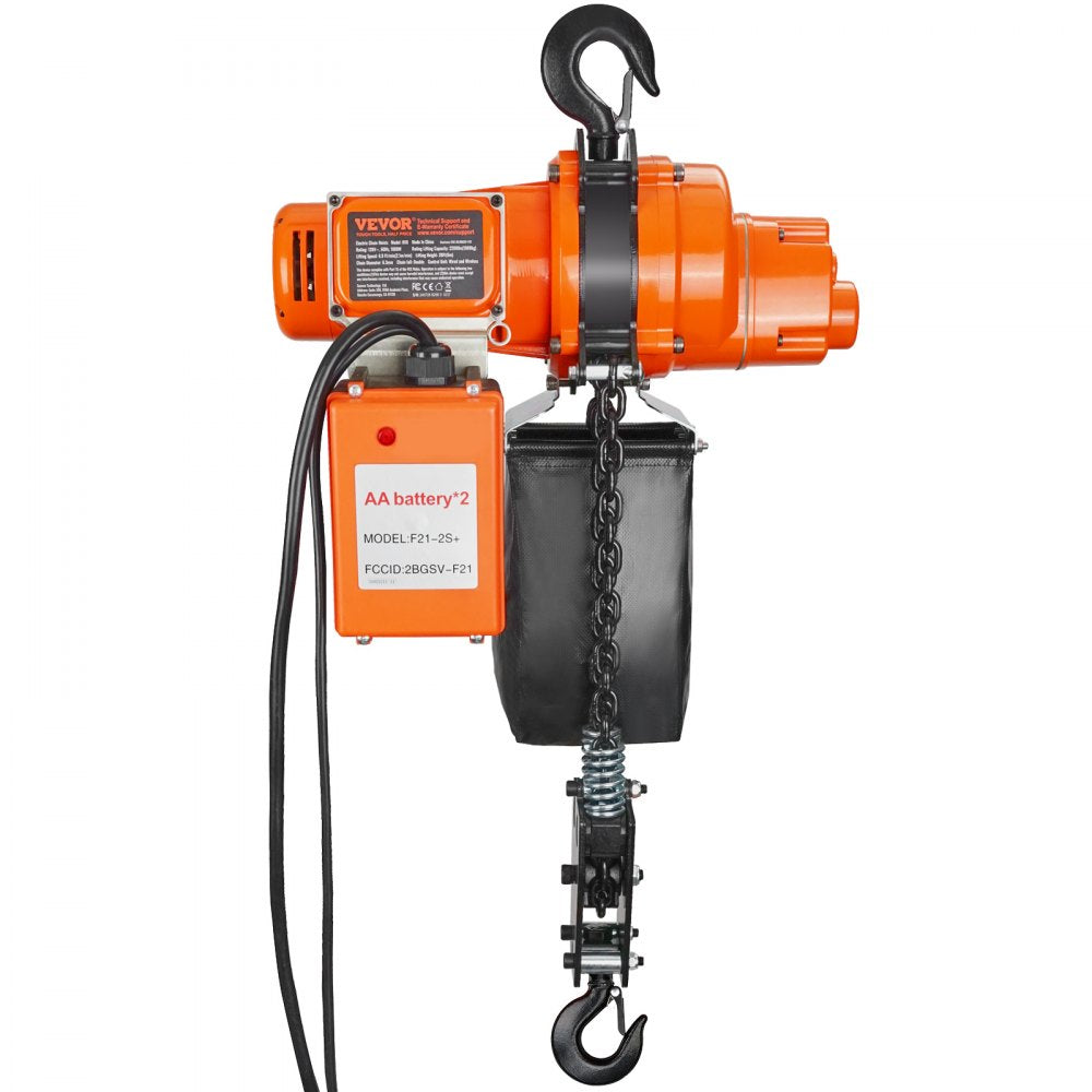 VEVOR Electric Chain Hoist Single Phase Crane Hoist 2200 lbs Load 20 ft Lifting 