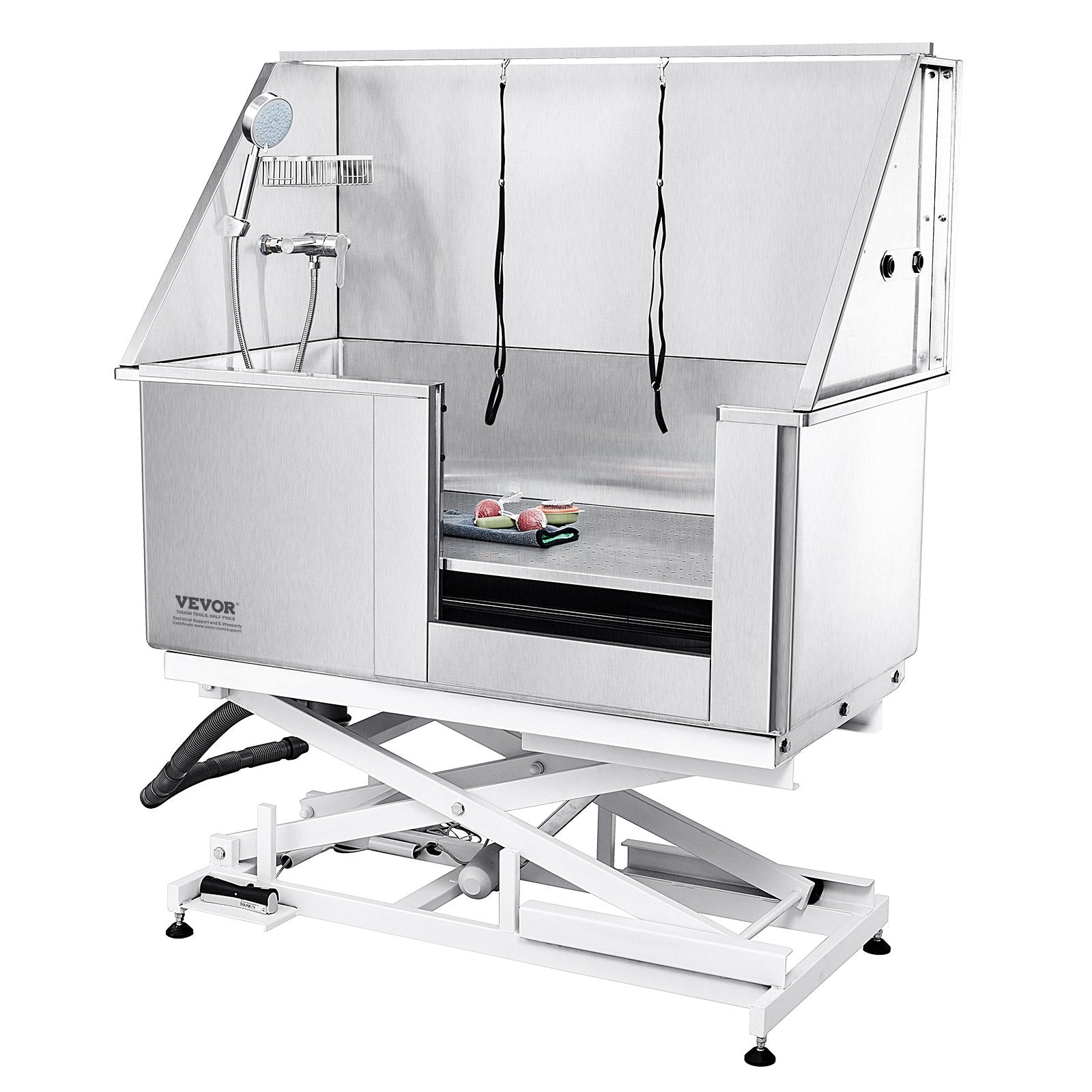 VEVOR 50" Pet Dog Bathing Station Electric Height Adjustment, Professional Stainless Steel Dog Grooming Tub w/ Soap Box, Faucet,Rich Accessory,Bathtub for Multiple Pets, Washing Sink for Home(Right) 