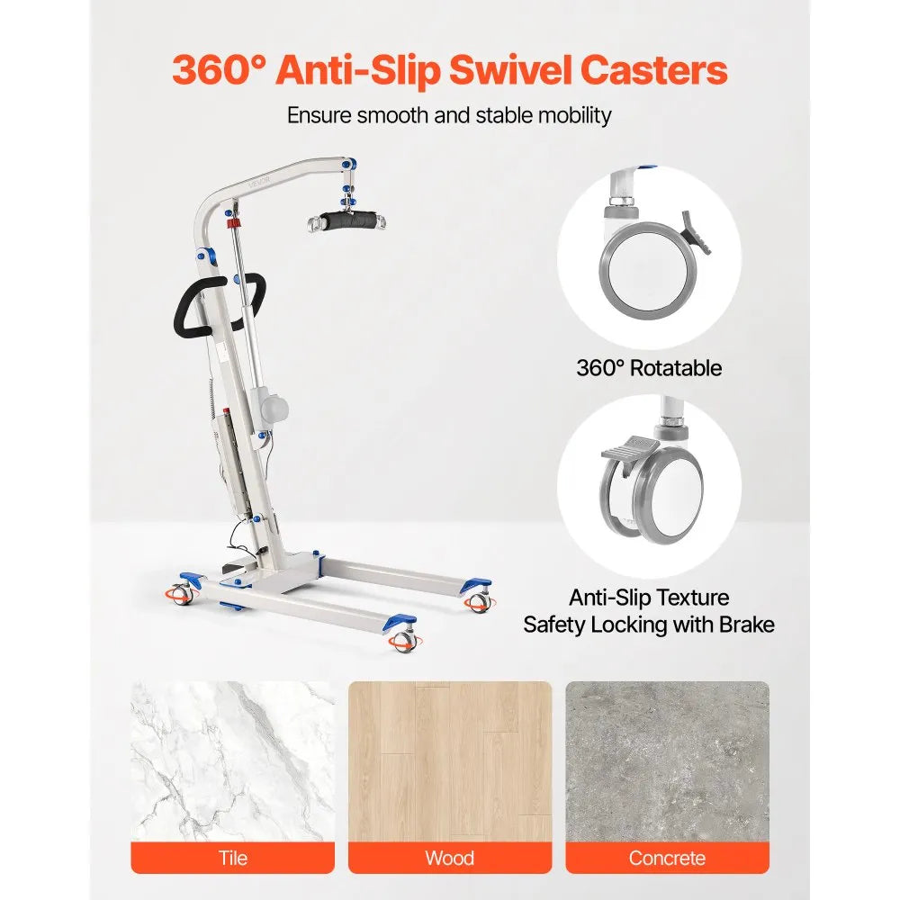 VEVOR Electric Patient Lift, Folding Patient Transfer Lift with U-Shaped Sling, Height & Width Adjustable Medical Transfer Assist with 4 Wheels & Handle Controller for Disabled Bedridden, 400LBS 