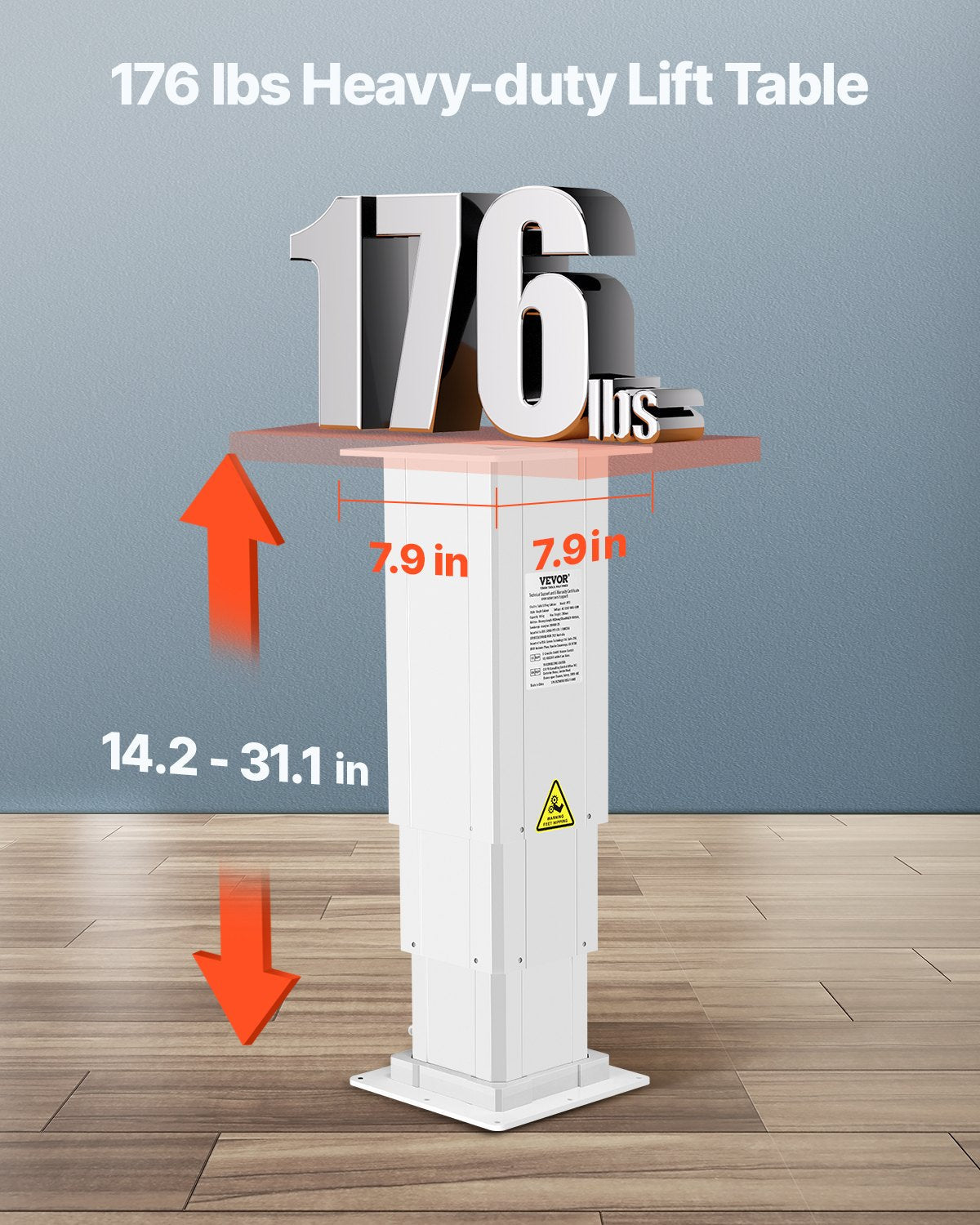 VEVOR 176 lbs Adjustable Electric Lifting Column System 14.2-31.1 in Height Range 