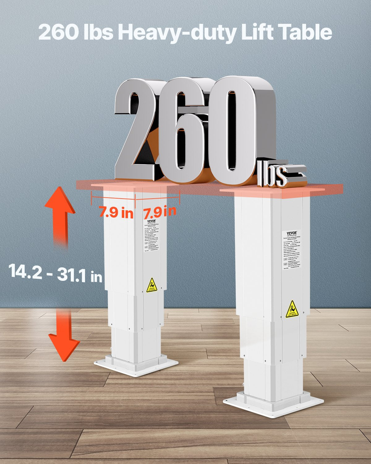 VEVOR 260 lbs Adjustable Electric Lifting Column System 14.2-31.1 in Height Range 