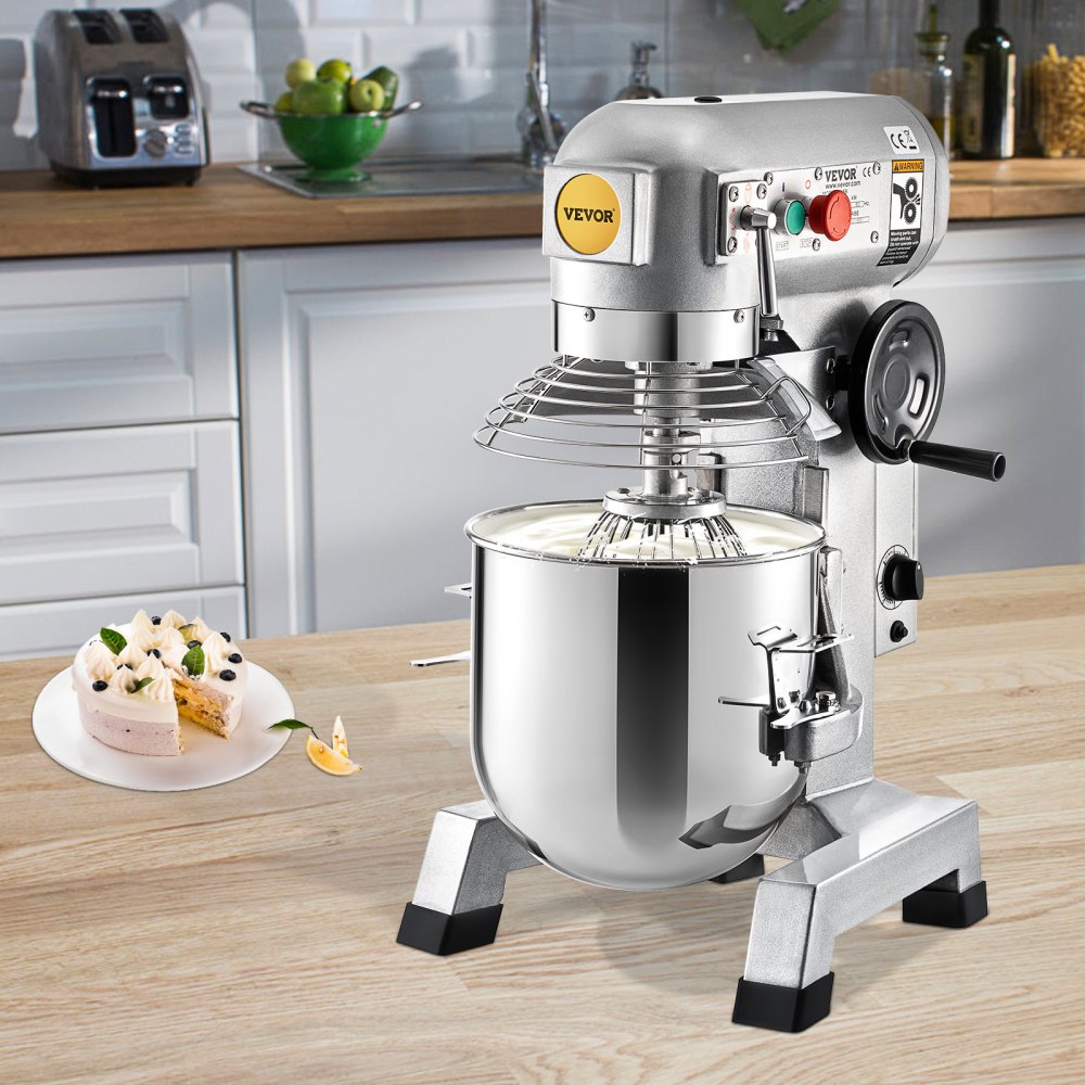 VEVOR Commercial Stand Mixer, 15Qt Stainless Steel Bowl, 500W Heavy Duty Electric Food Mixer with 3 Speeds Adjustable 113/184/341 RPM, Dough Hook Whisk Beater Included, Perfect for Bakery Pizzeria 